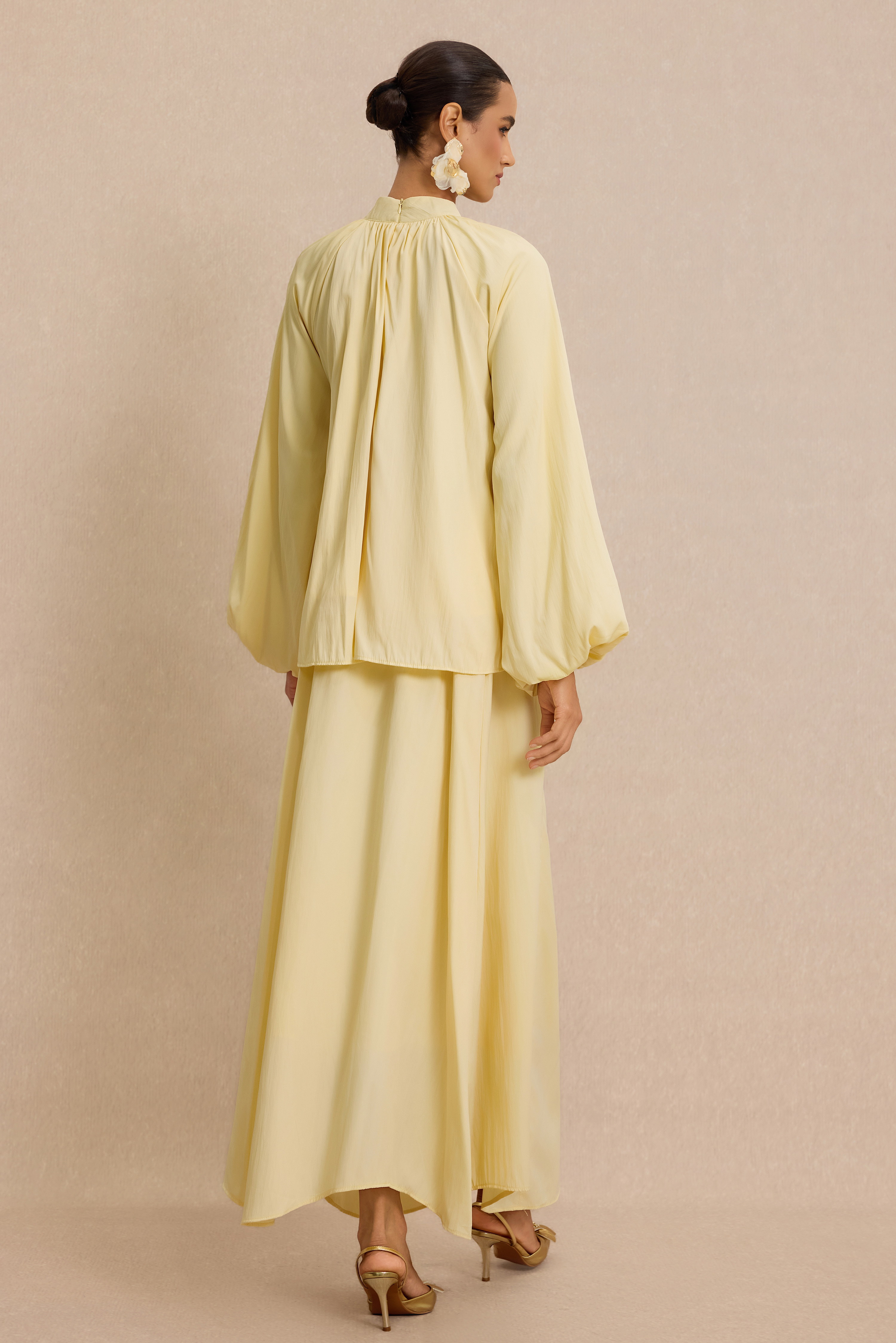 Raglan Sleeve Top & High Waist Midi Skirt Set