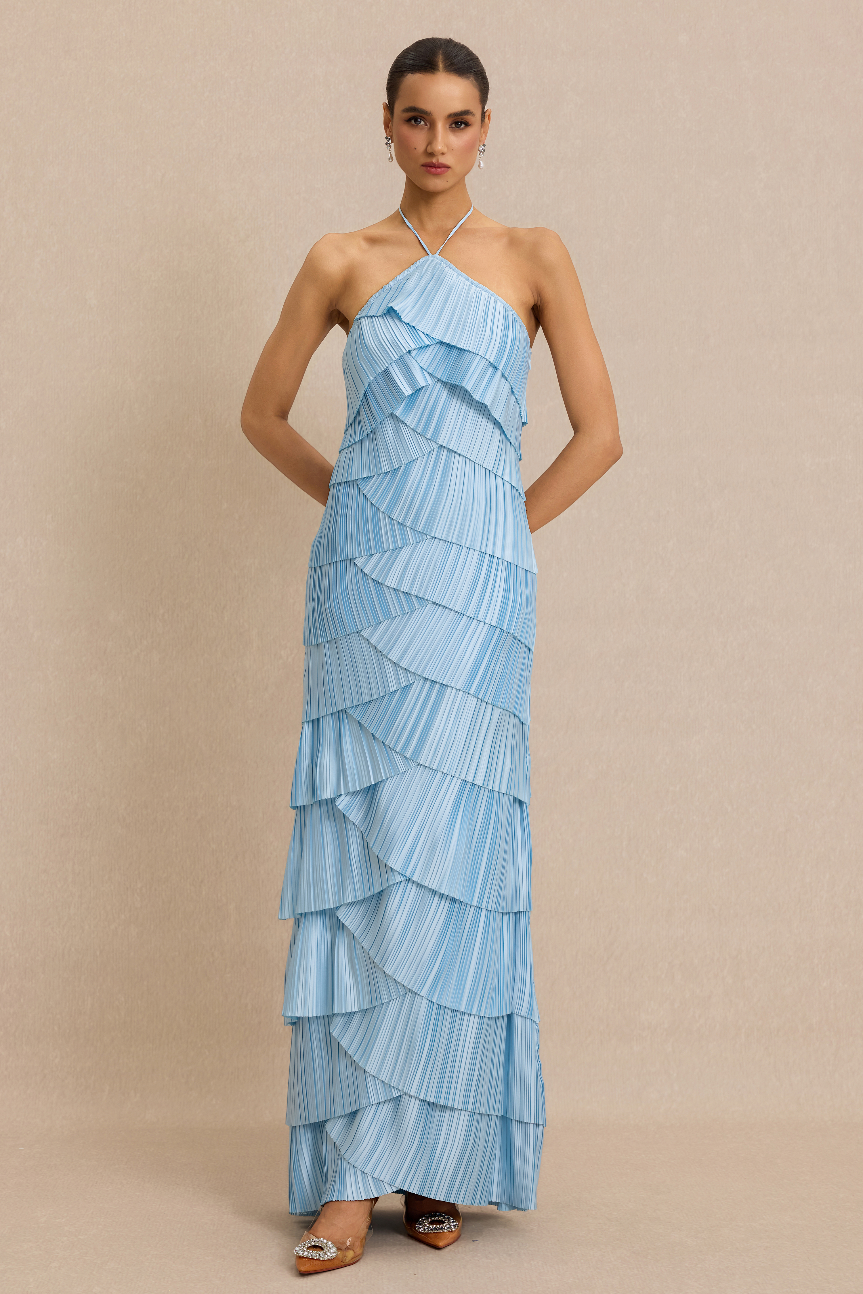 Sleeveless Backless Halter Neck Maxi Dress