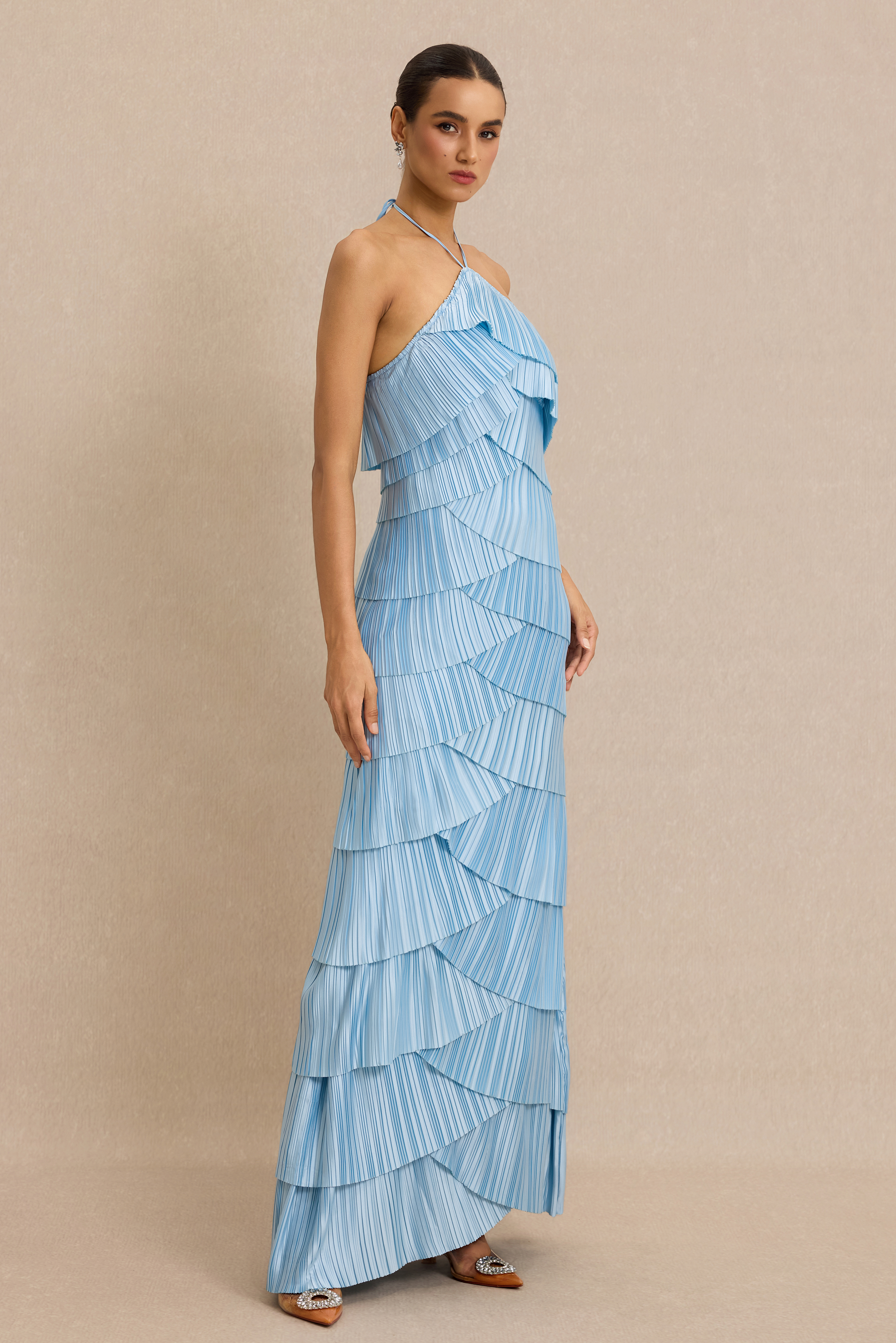 Sleeveless Backless Halter Neck Maxi Dress