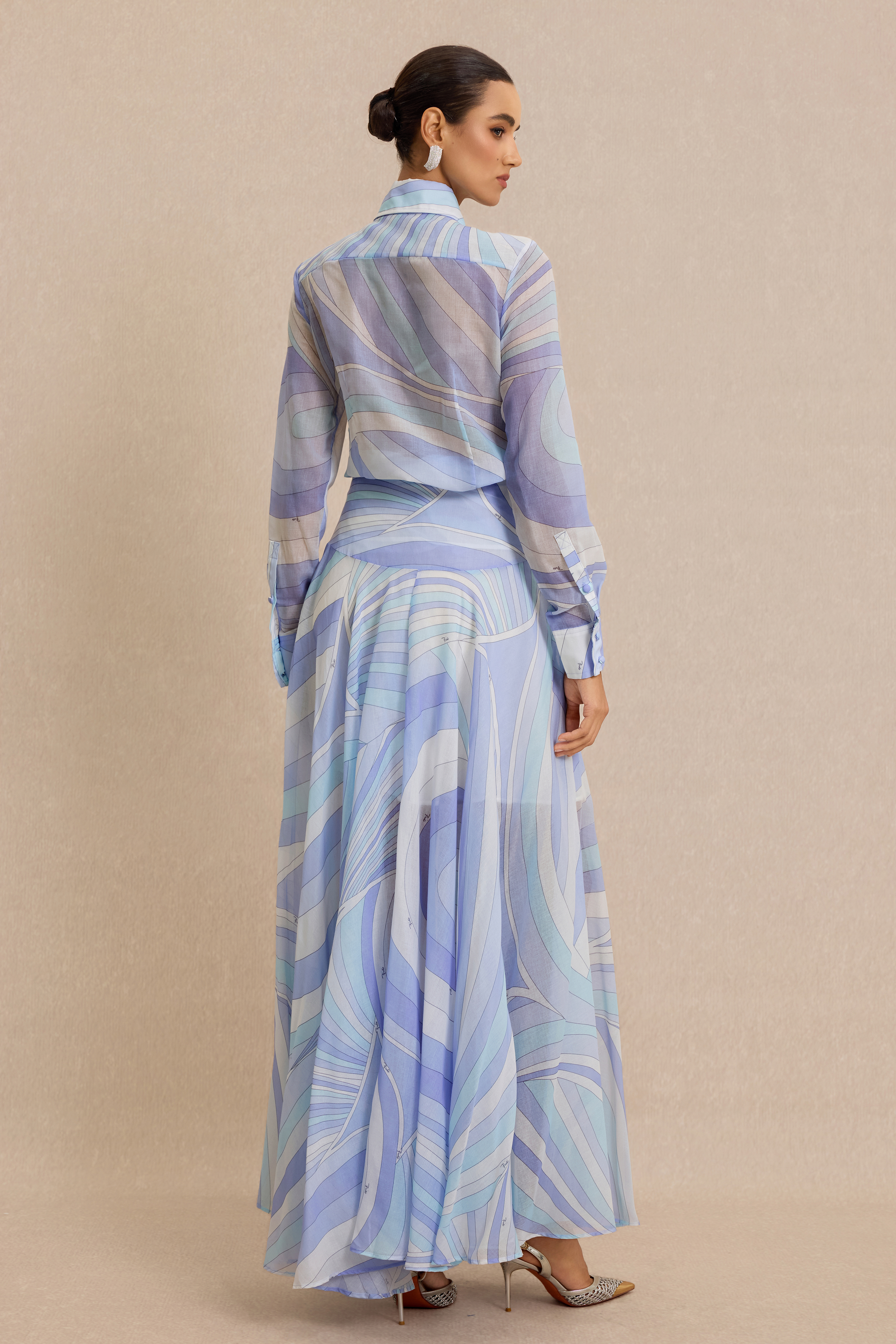 Geometric Patterns Flapped Top & Maxi Skrit Set
