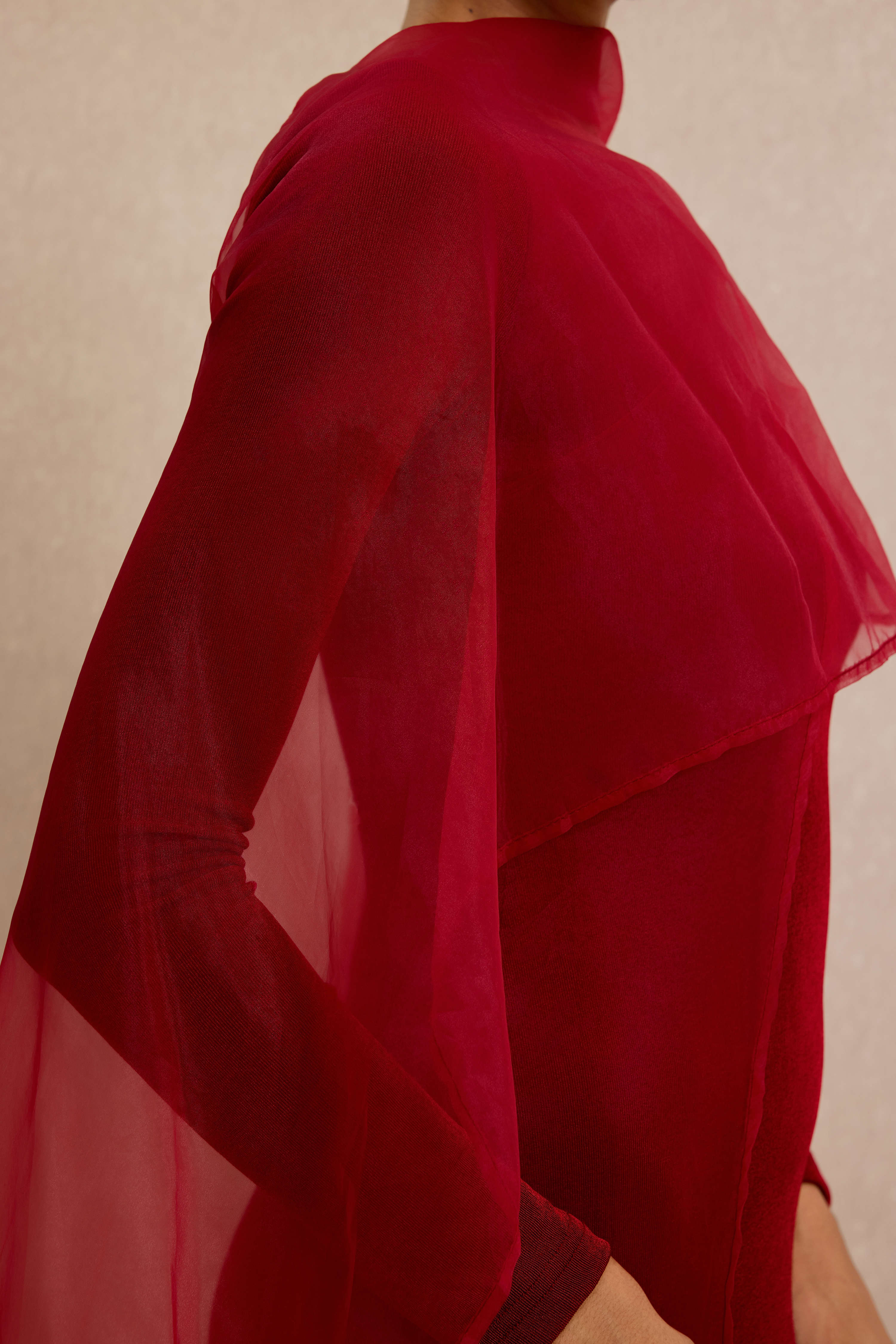 Jersey Cape Boat Neck Maxi Dress