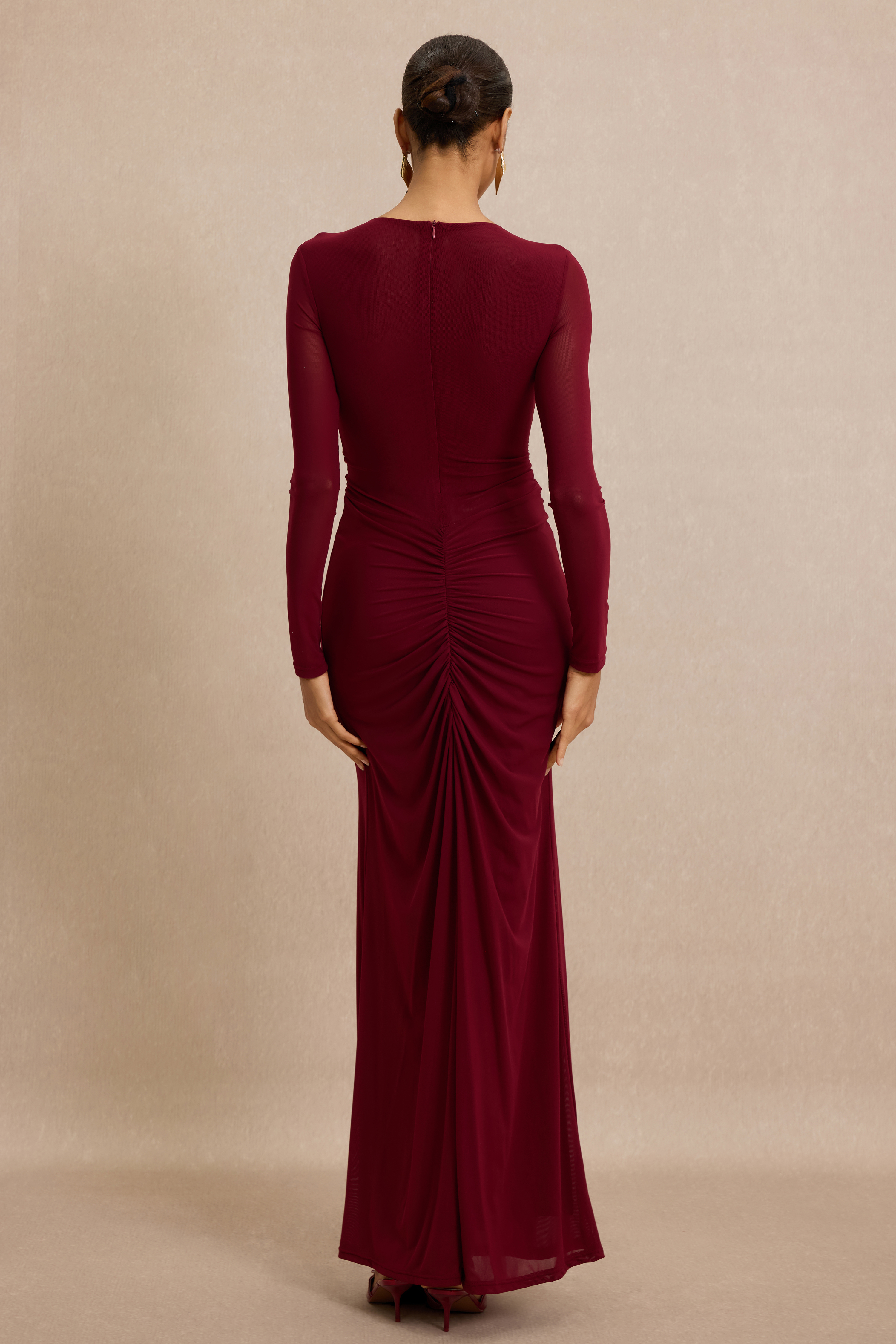 Mesh Metal Decorations Gathering Maxi Dress
