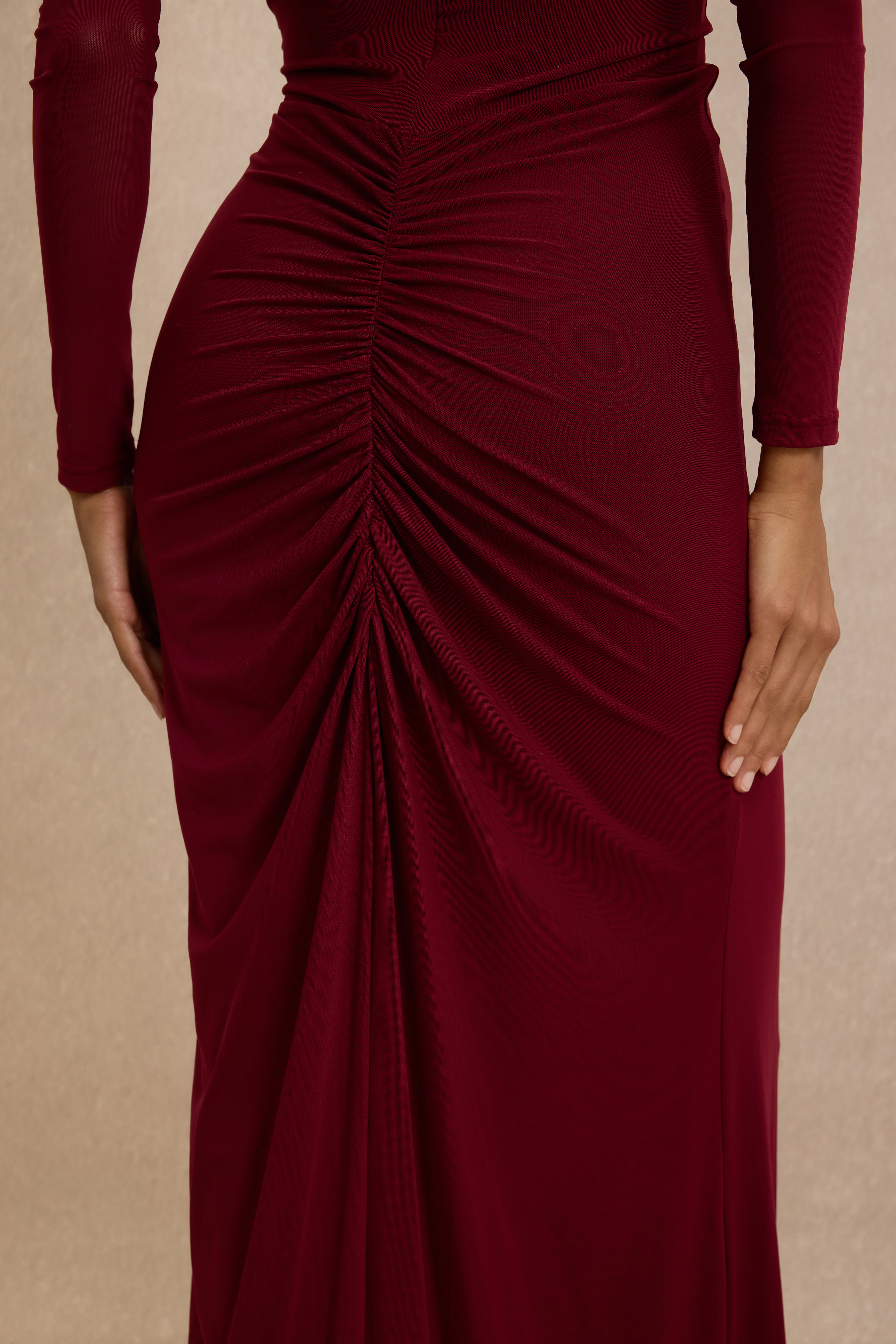 Mesh Metal Decorations Gathering Maxi Dress