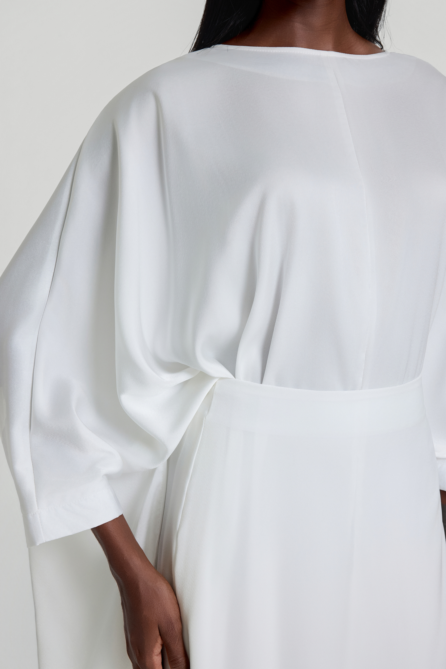 Satin Batwing Sleeve Top & High Waist Maxi Skirt Set