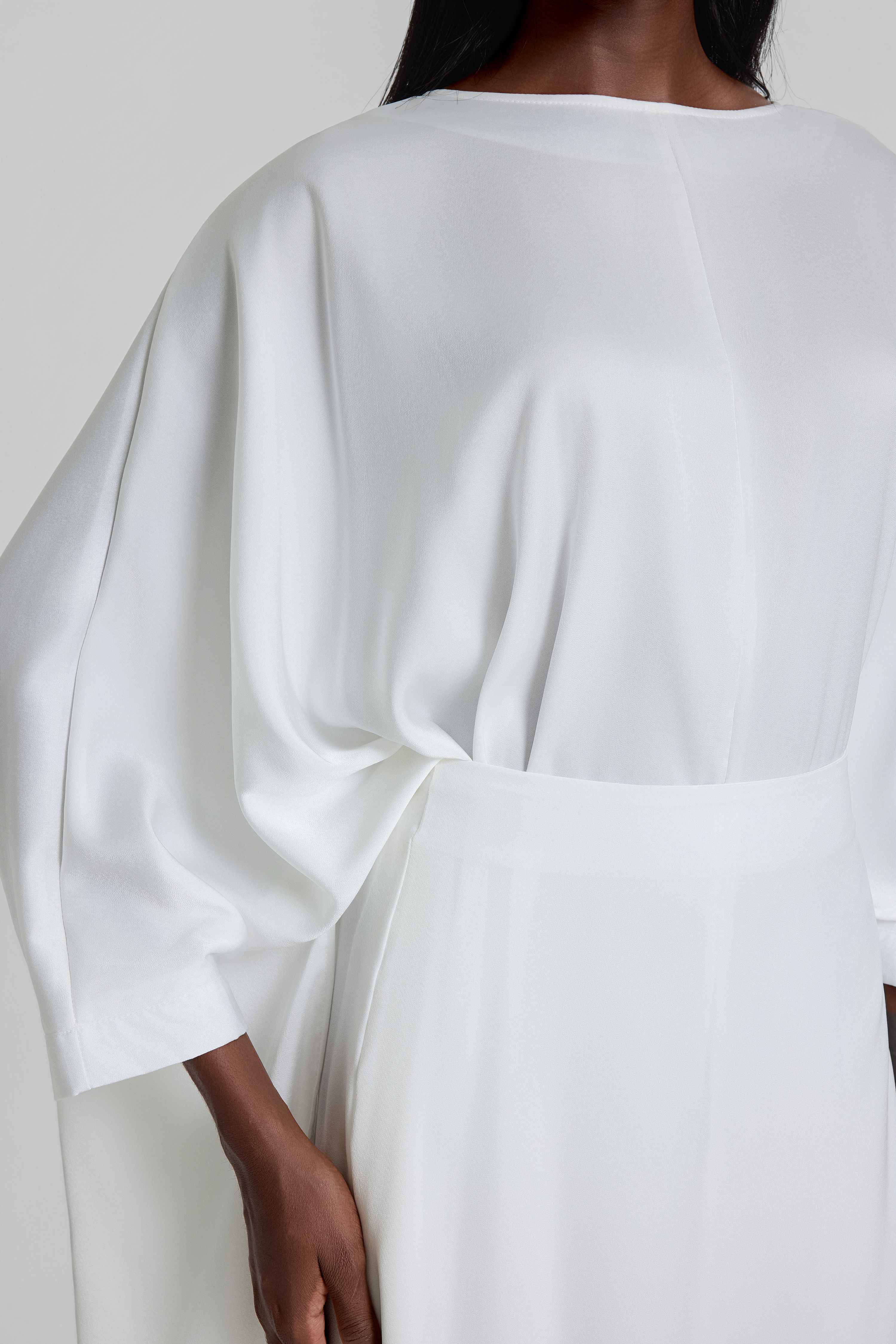 Satin Batwing Sleeve Top & High Waist Maxi Skirt Set
