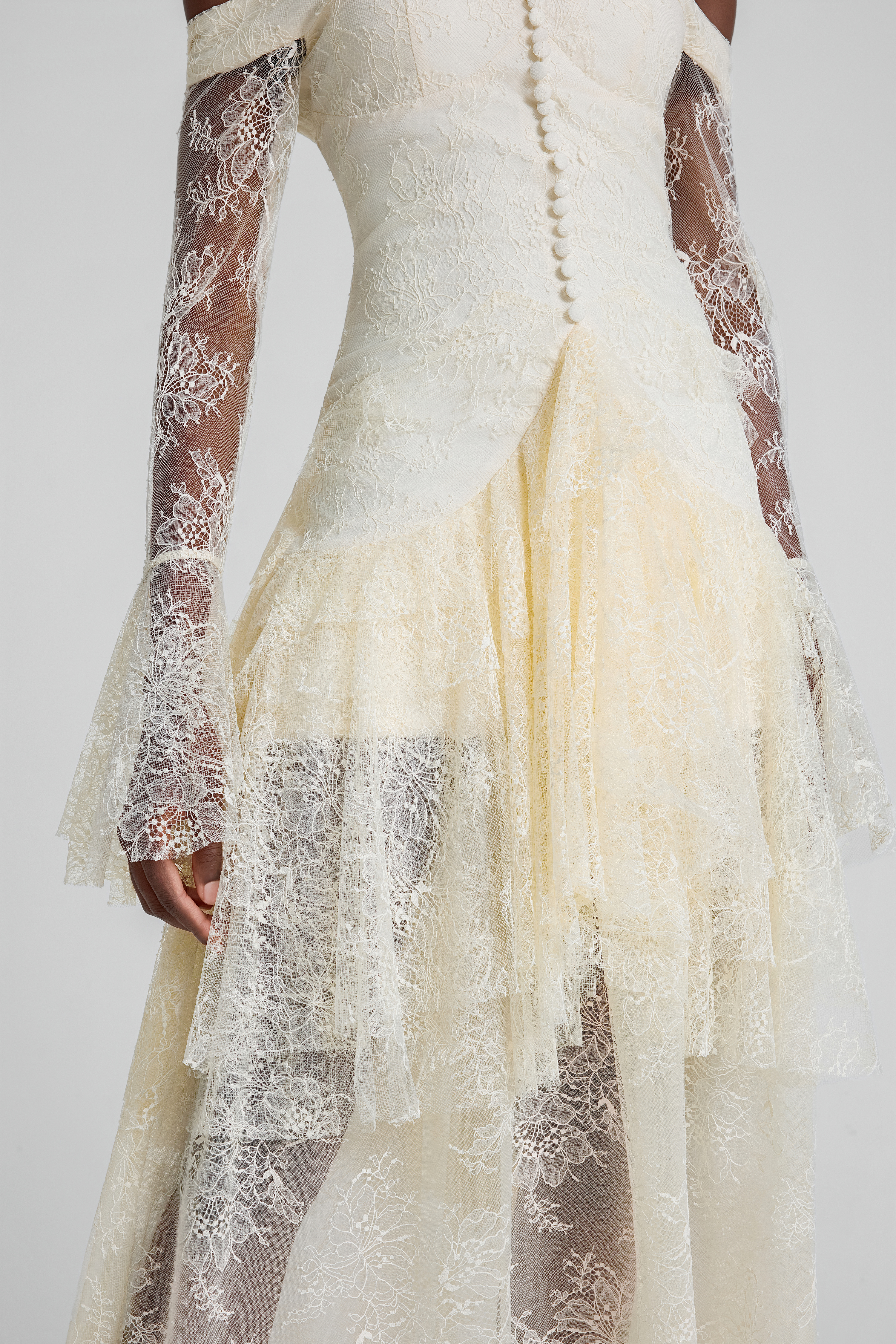 Lace Off Shoulder Ruffle Maxi Dress