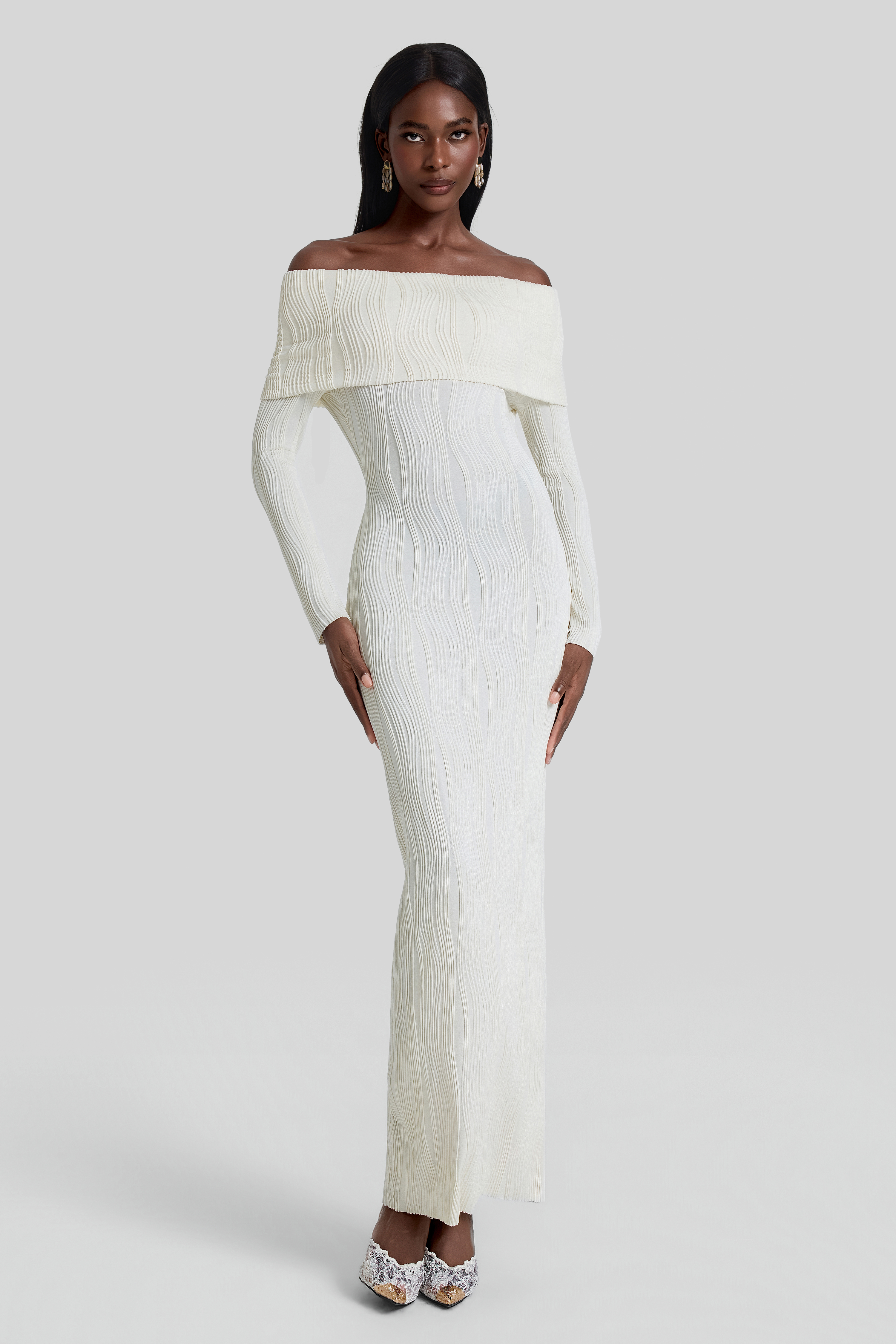 Jersey Off Shoulder Bodycon Maxi Dress
