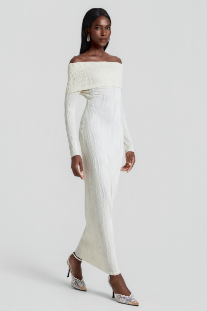 Jersey Off Shoulder Bodycon Maxi Dress