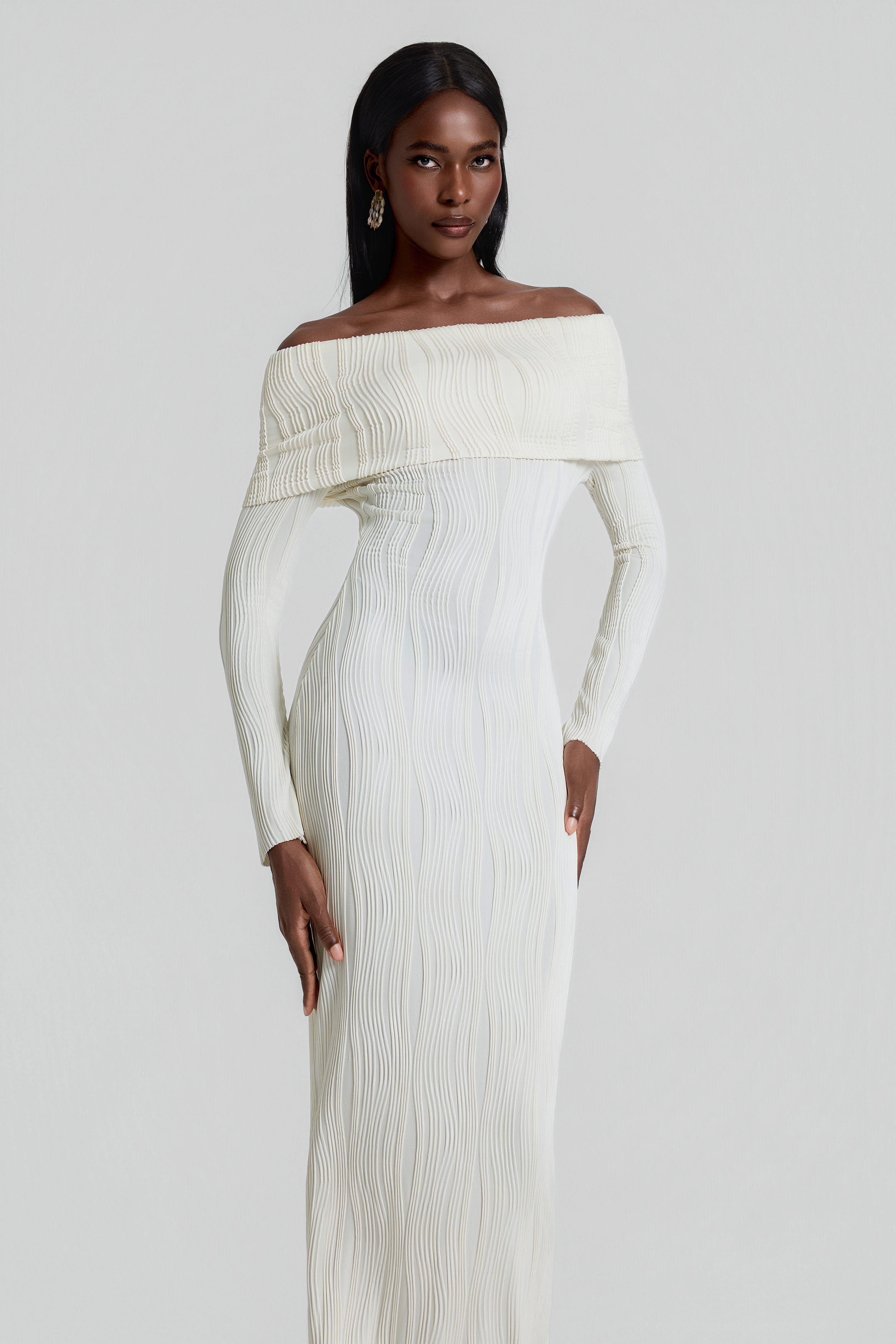 Jersey Off Shoulder Bodycon Maxi Dress