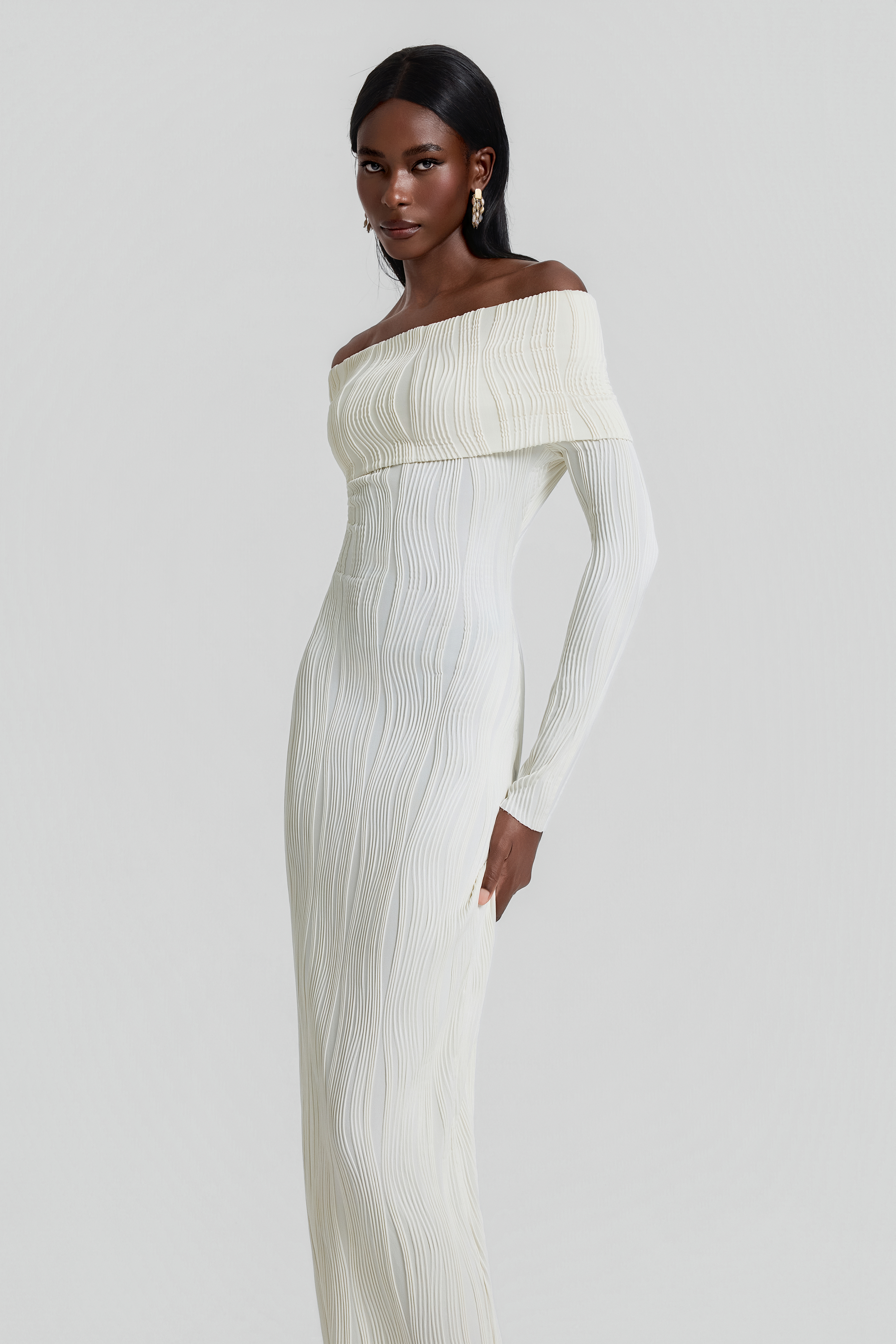 Jersey Off Shoulder Bodycon Maxi Dress