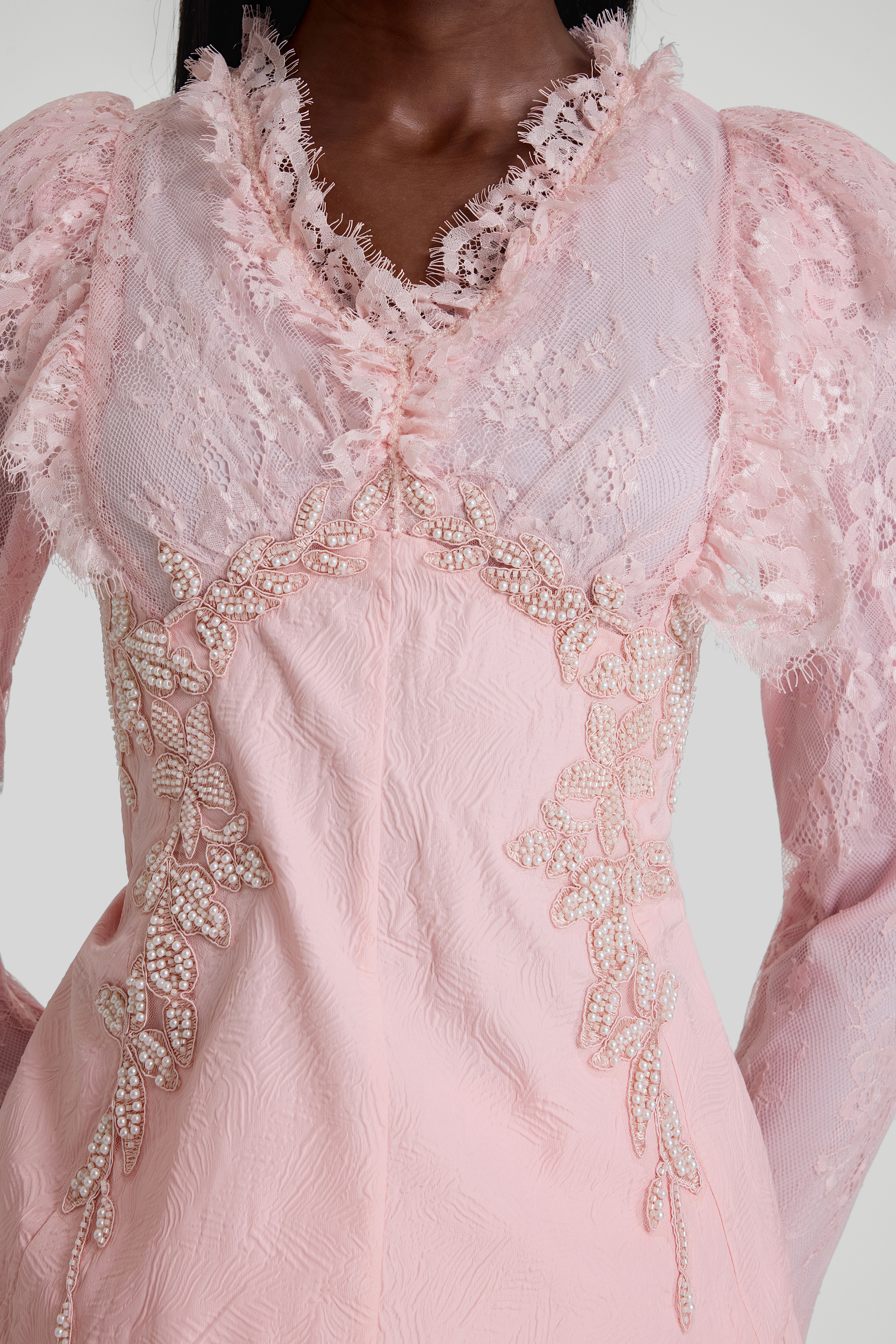 Lace Embroidered Top & Mid Waist Maxi Skirt Set