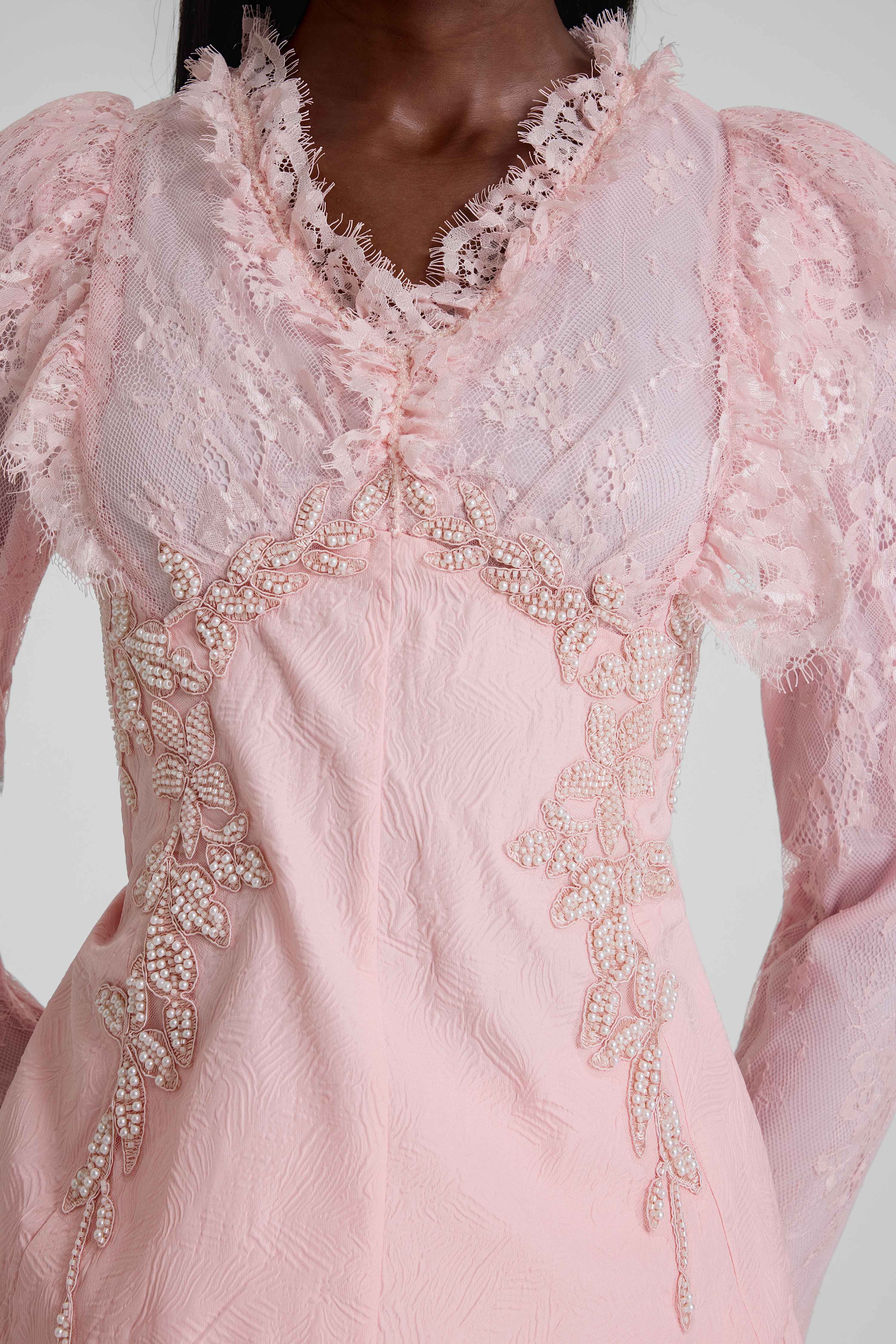 Lace Embroidered Top & Mid Waist Maxi Skirt Set