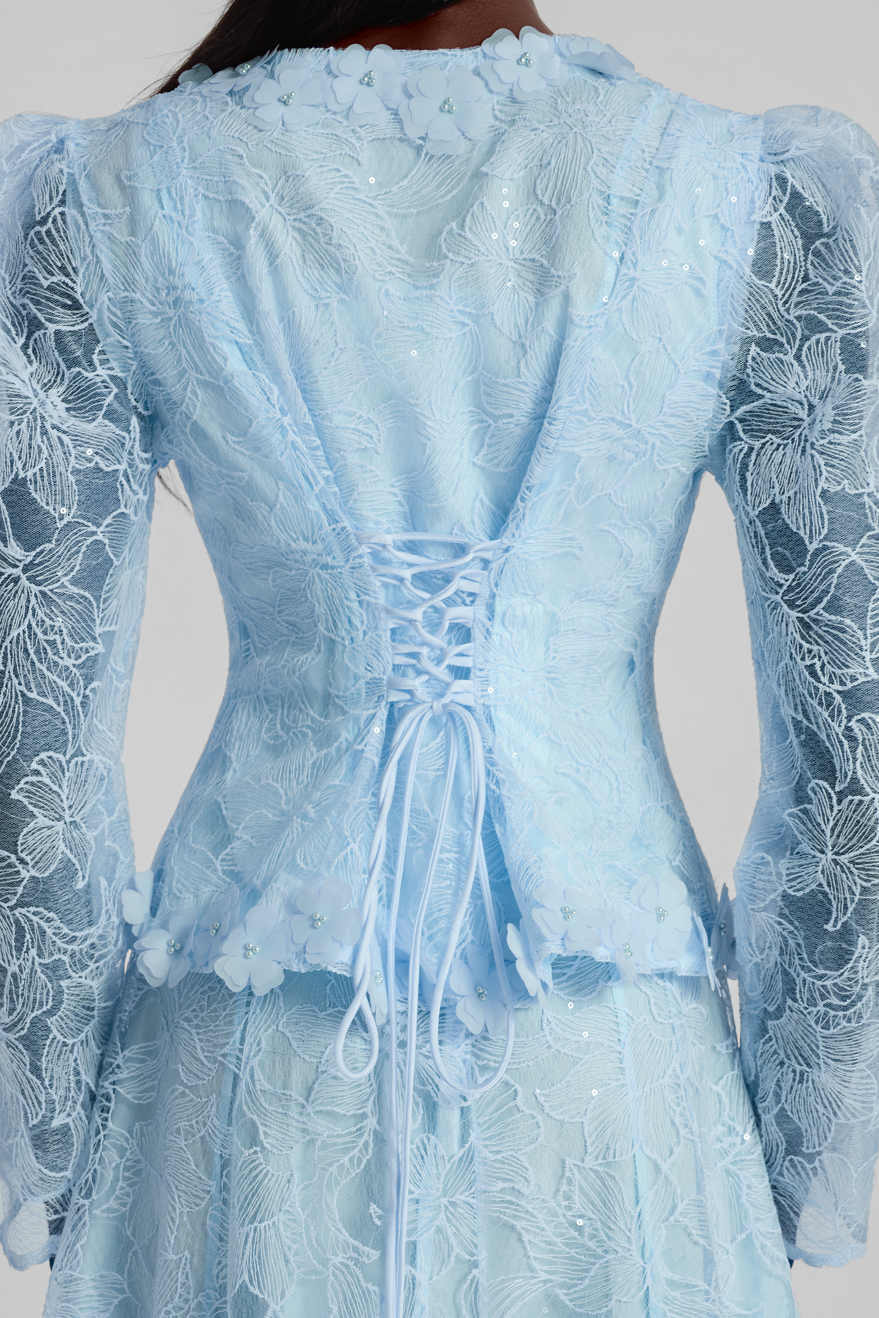 Lace 3D Flower Jacket & Sleeveless Midi Dress Set