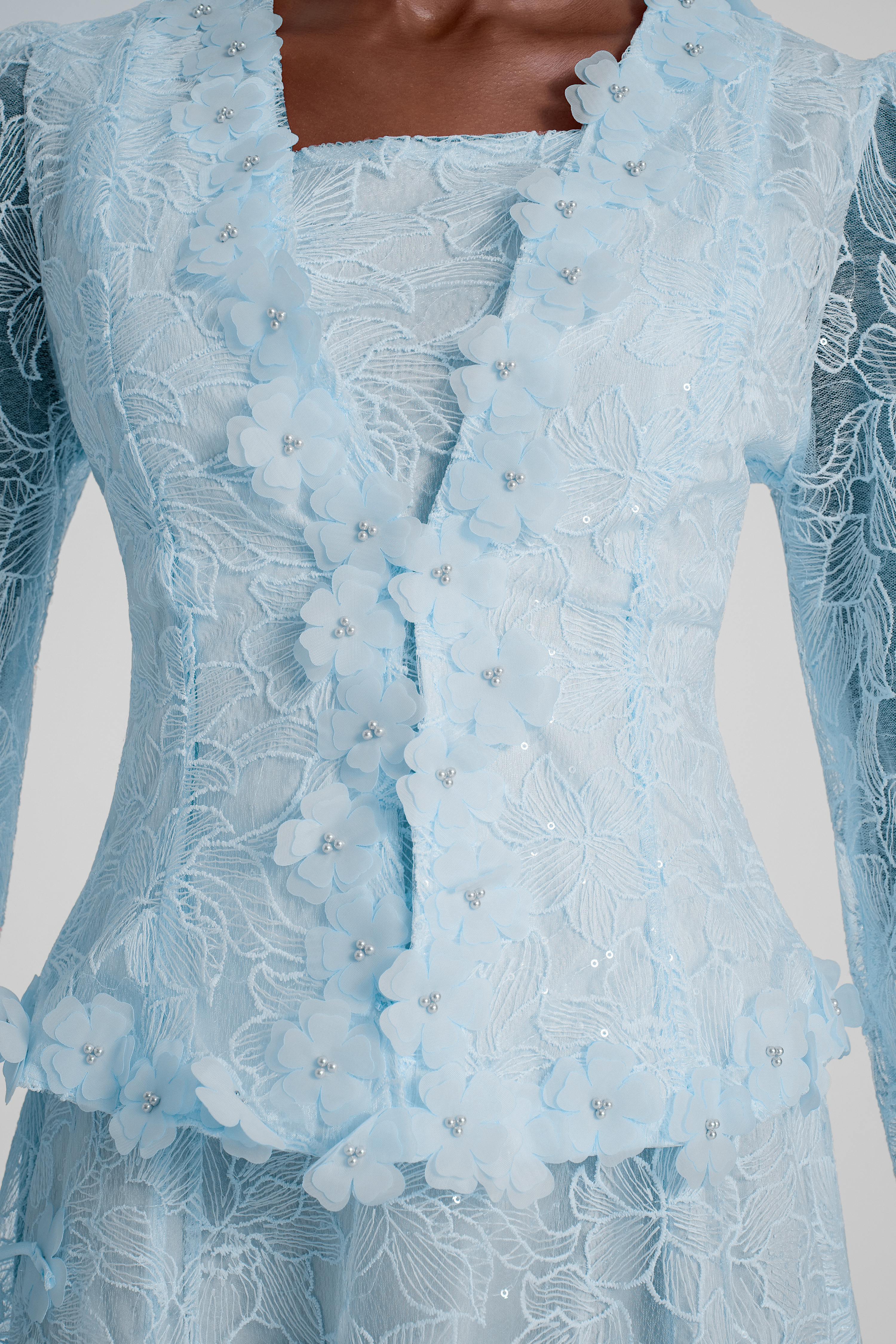 Lace 3D Flower Jacket & Sleeveless Midi Dress Set