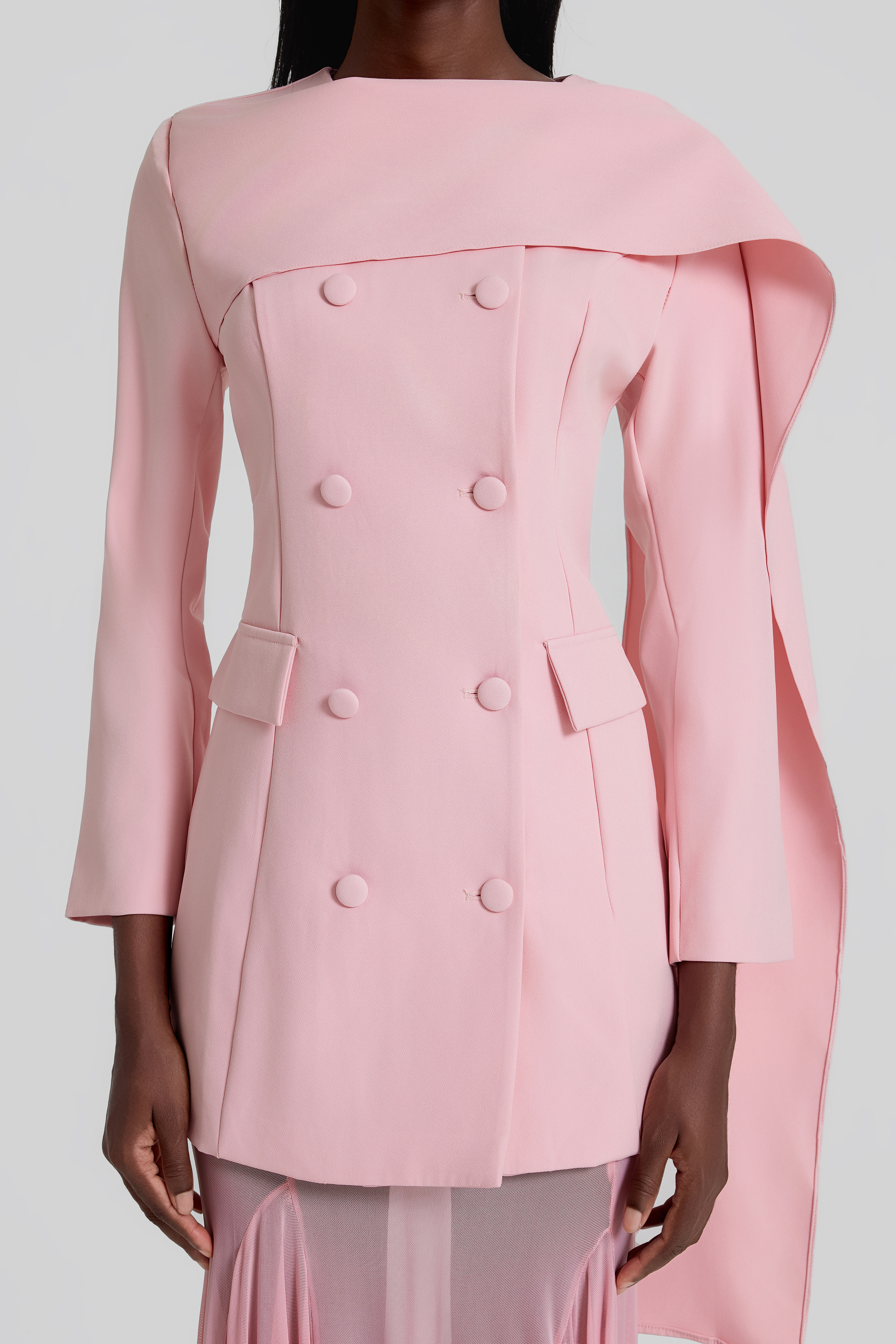 Double Breasted Long Sleeve Blazer & Mid Waist Maxi Skirt Set
