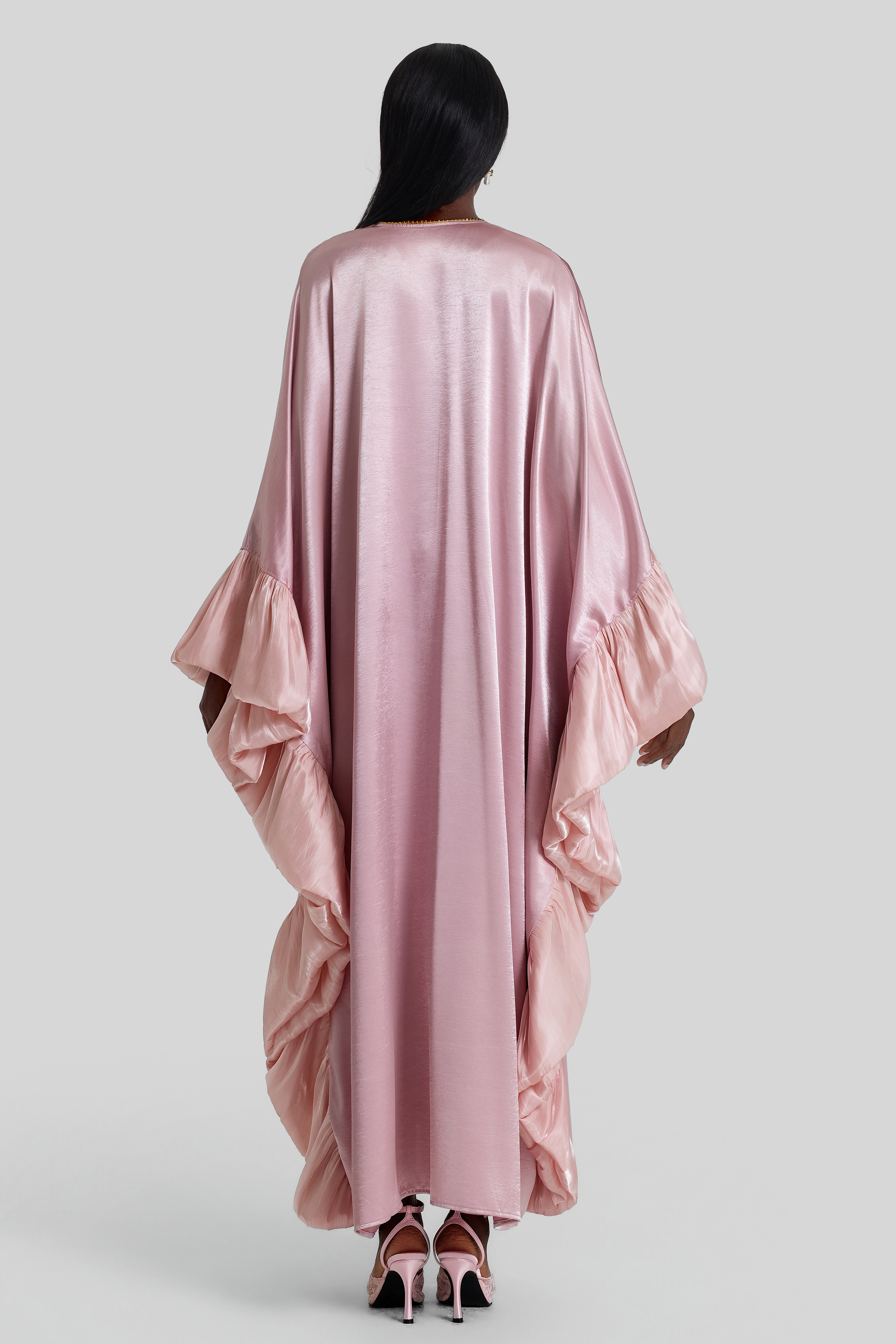 Rivet V-Neck Batwing Sleeve Midi Dress