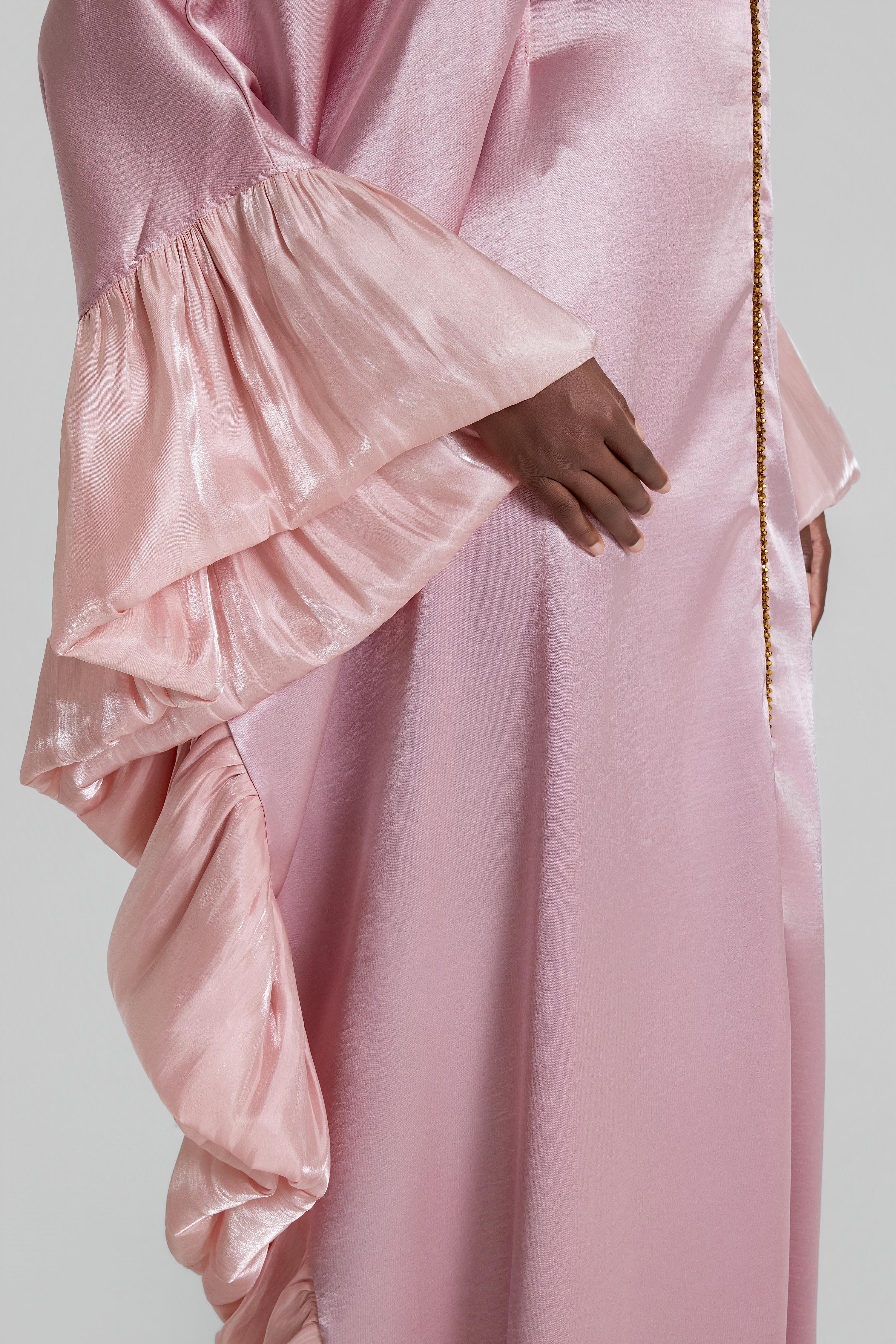 Rivet V-Neck Batwing Sleeve Midi Dress