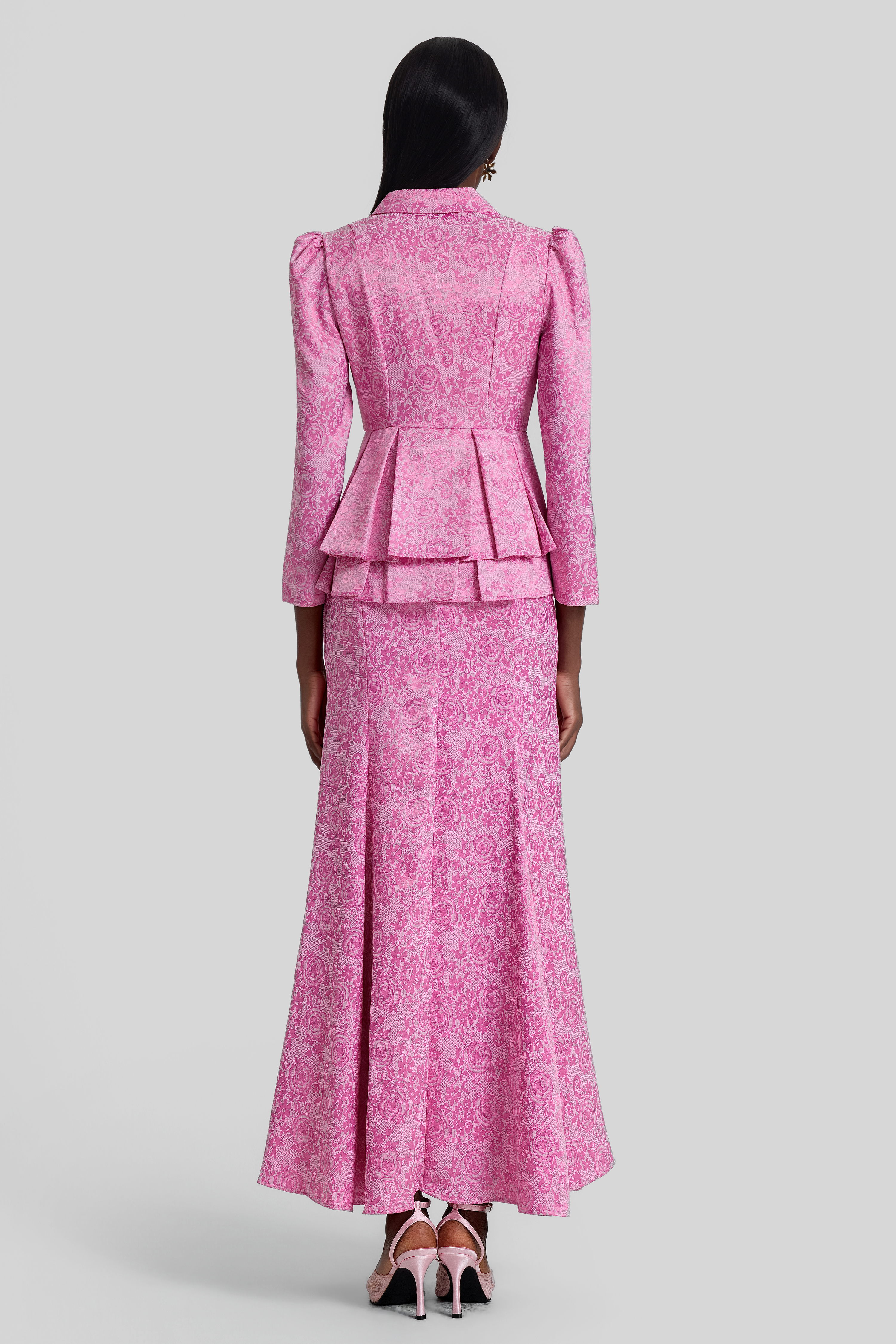 Jacquard Ruffle Top & Sleeveless Maxi Dress Set
