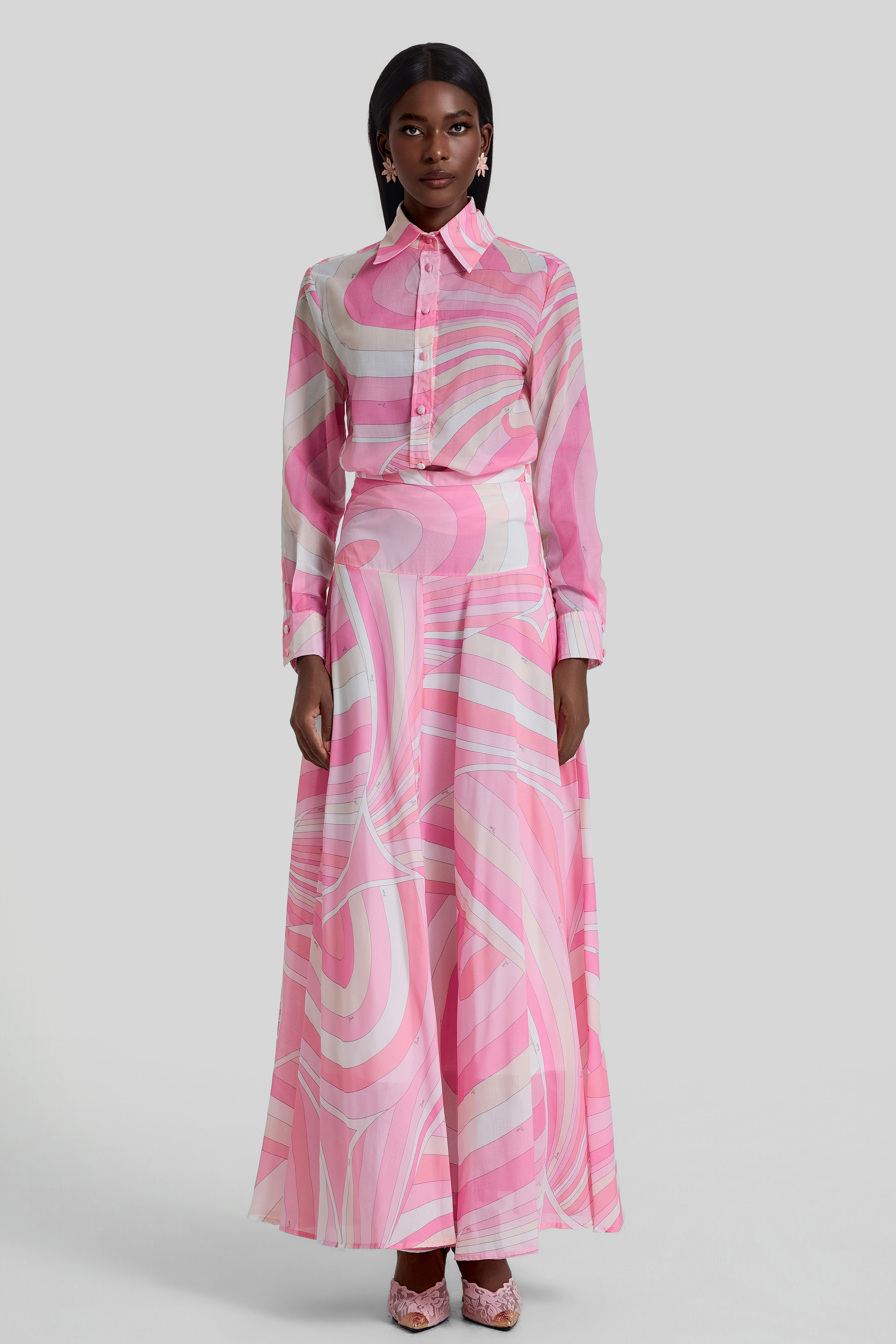 Geometric Patterns Flapped Top & Maxi Skrit Set