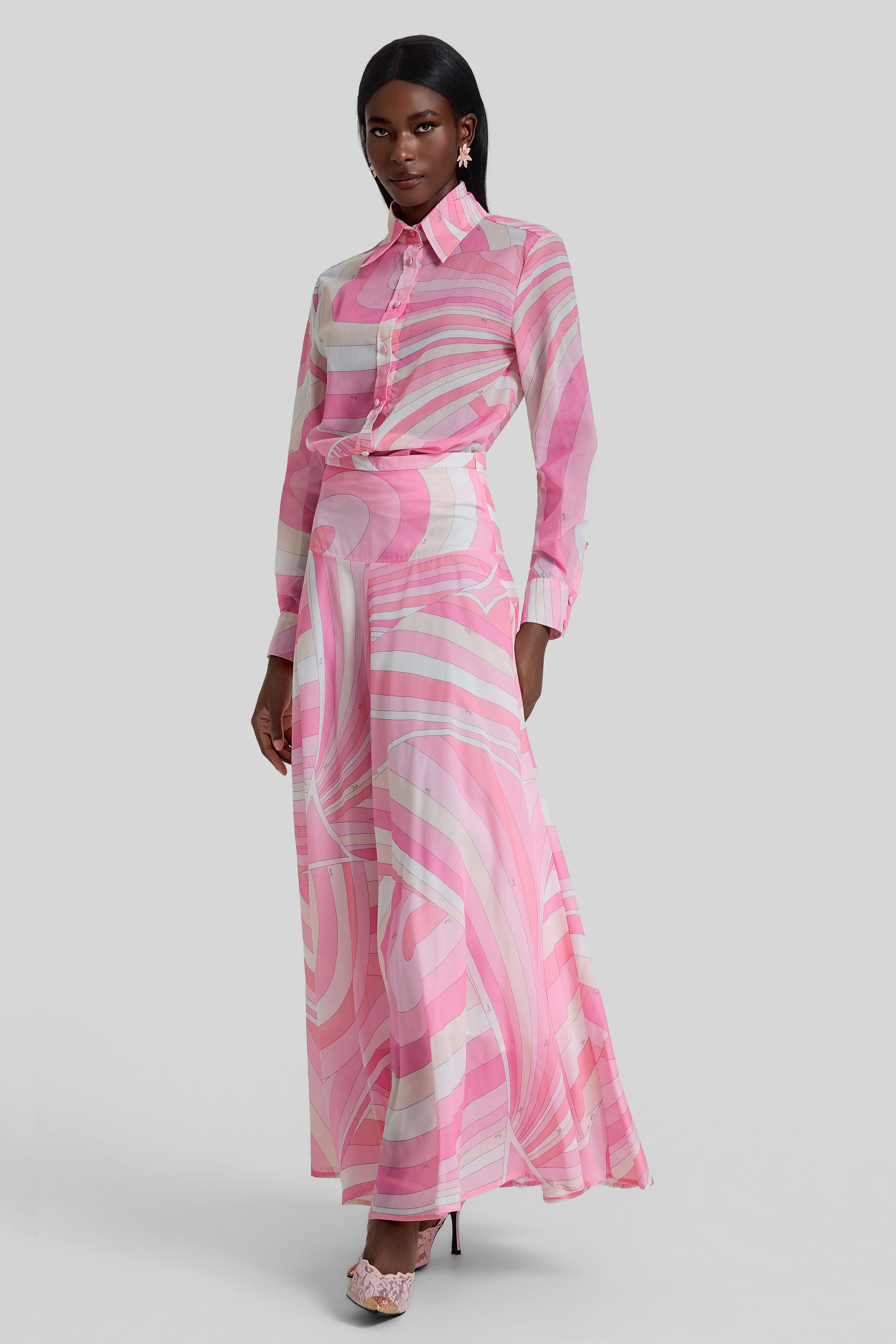 Geometric Patterns Flapped Top & Maxi Skrit Set