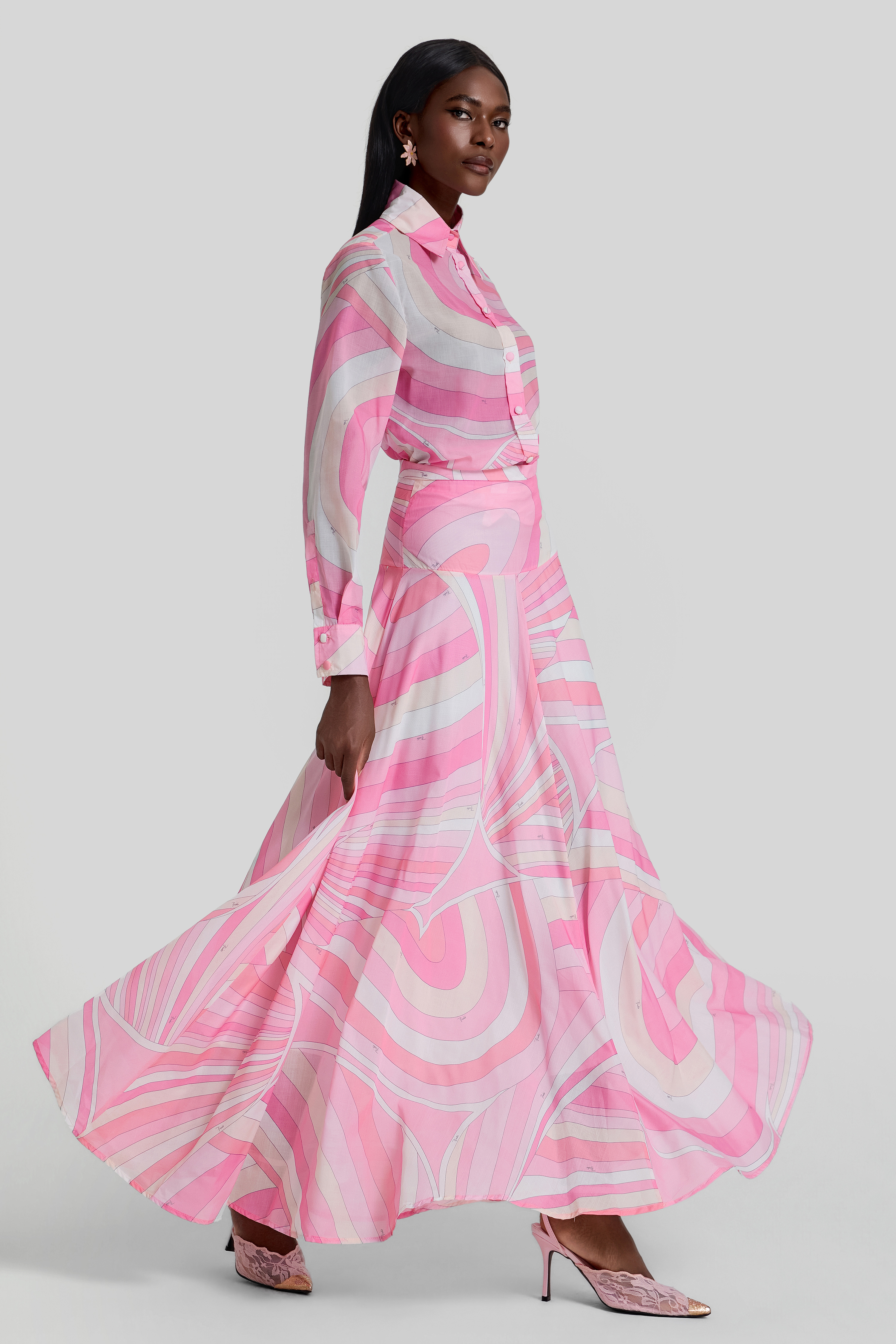 Geometric Patterns Flapped Top & Maxi Skrit Set