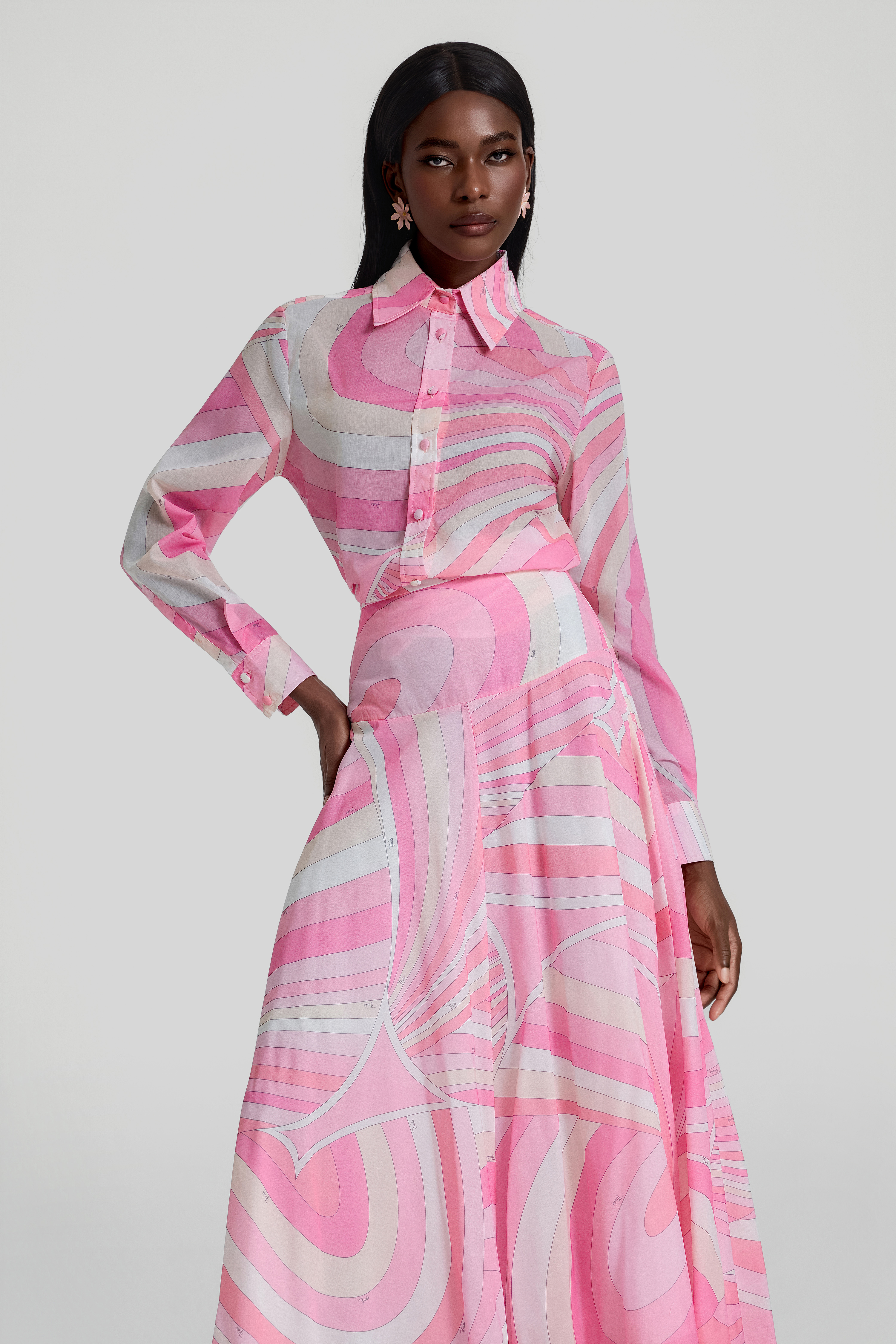 Geometric Patterns Flapped Top & Maxi Skrit Set
