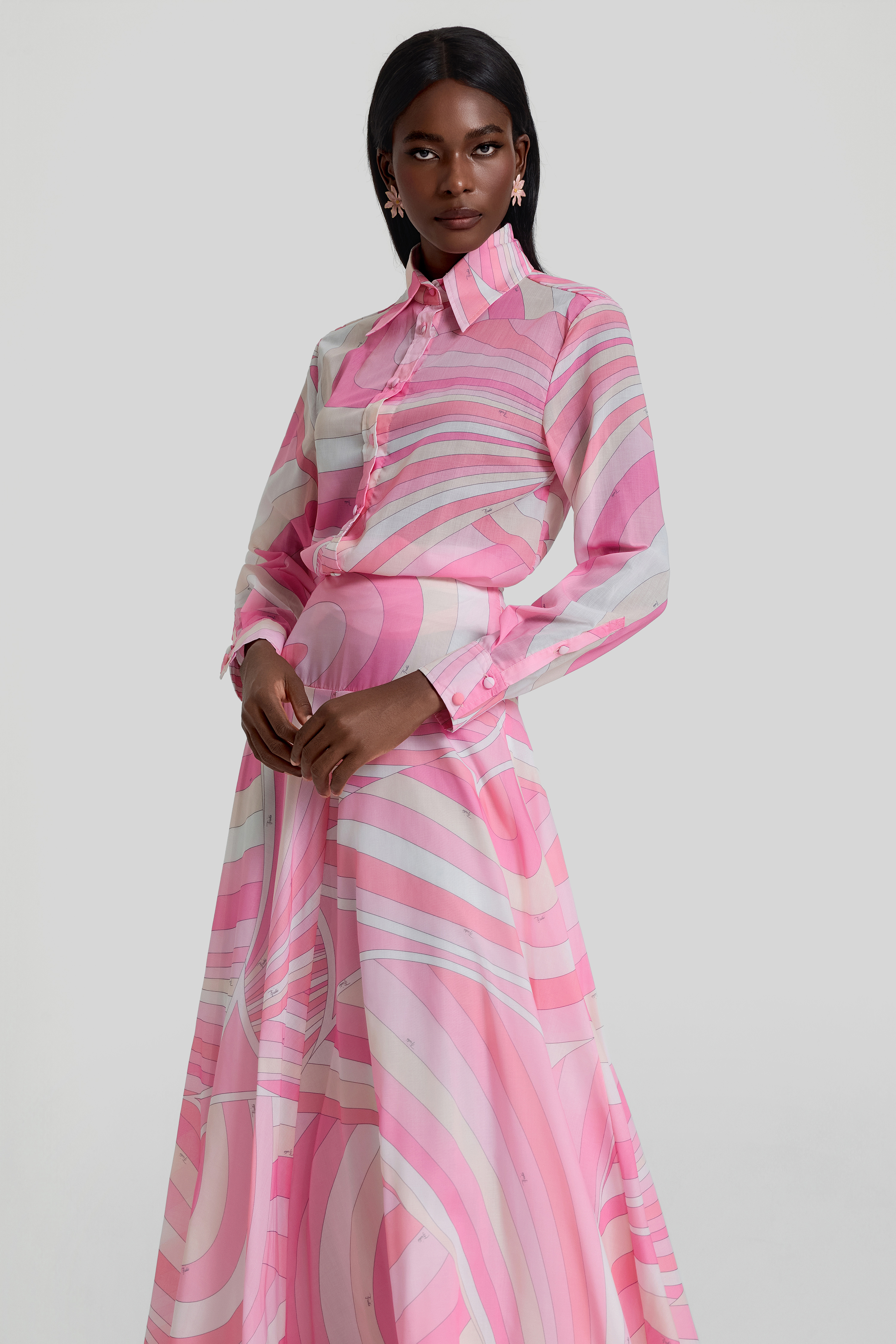Geometric Patterns Flapped Top & Maxi Skrit Set