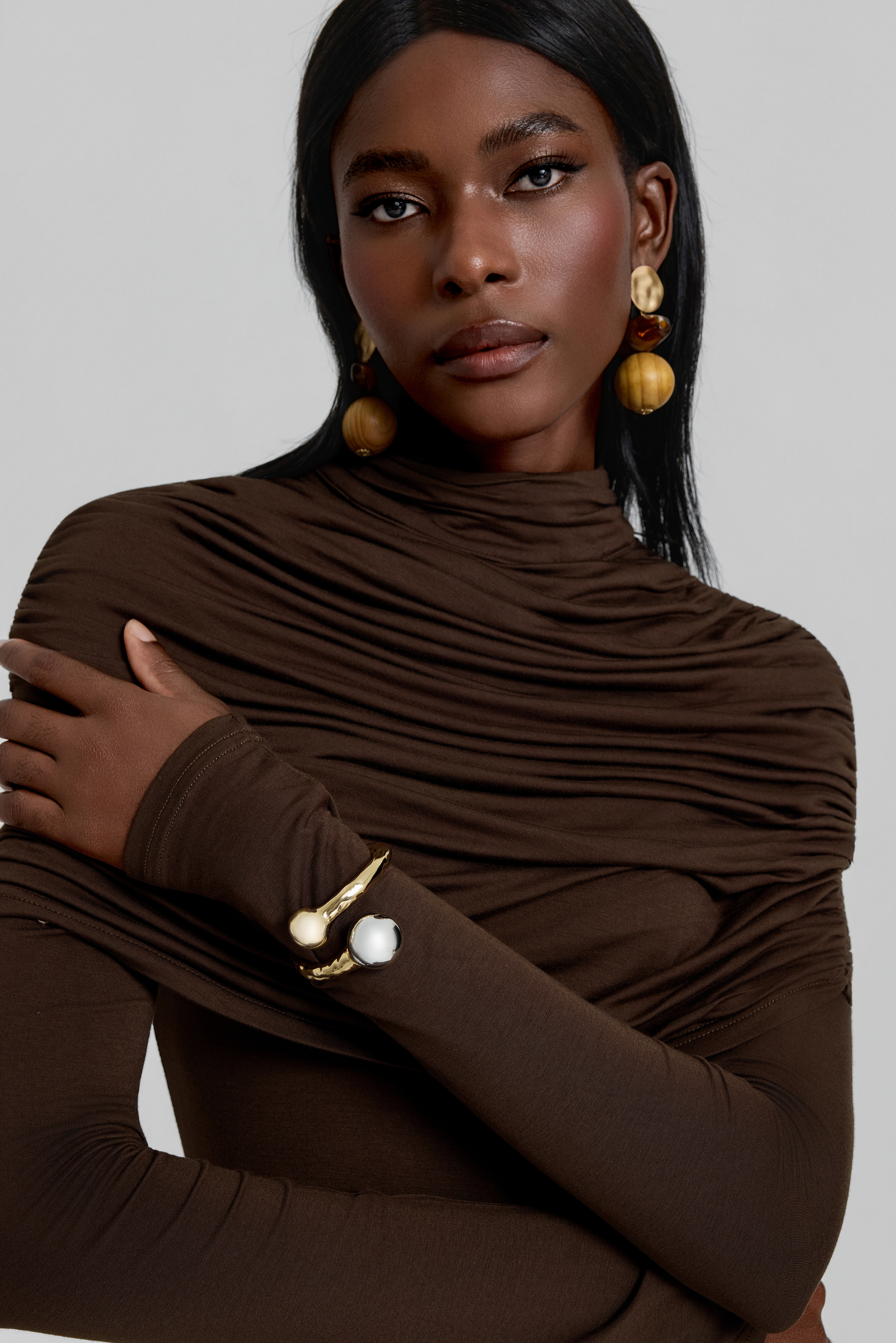 Hammered Metal Sphere Cuff Bracelet