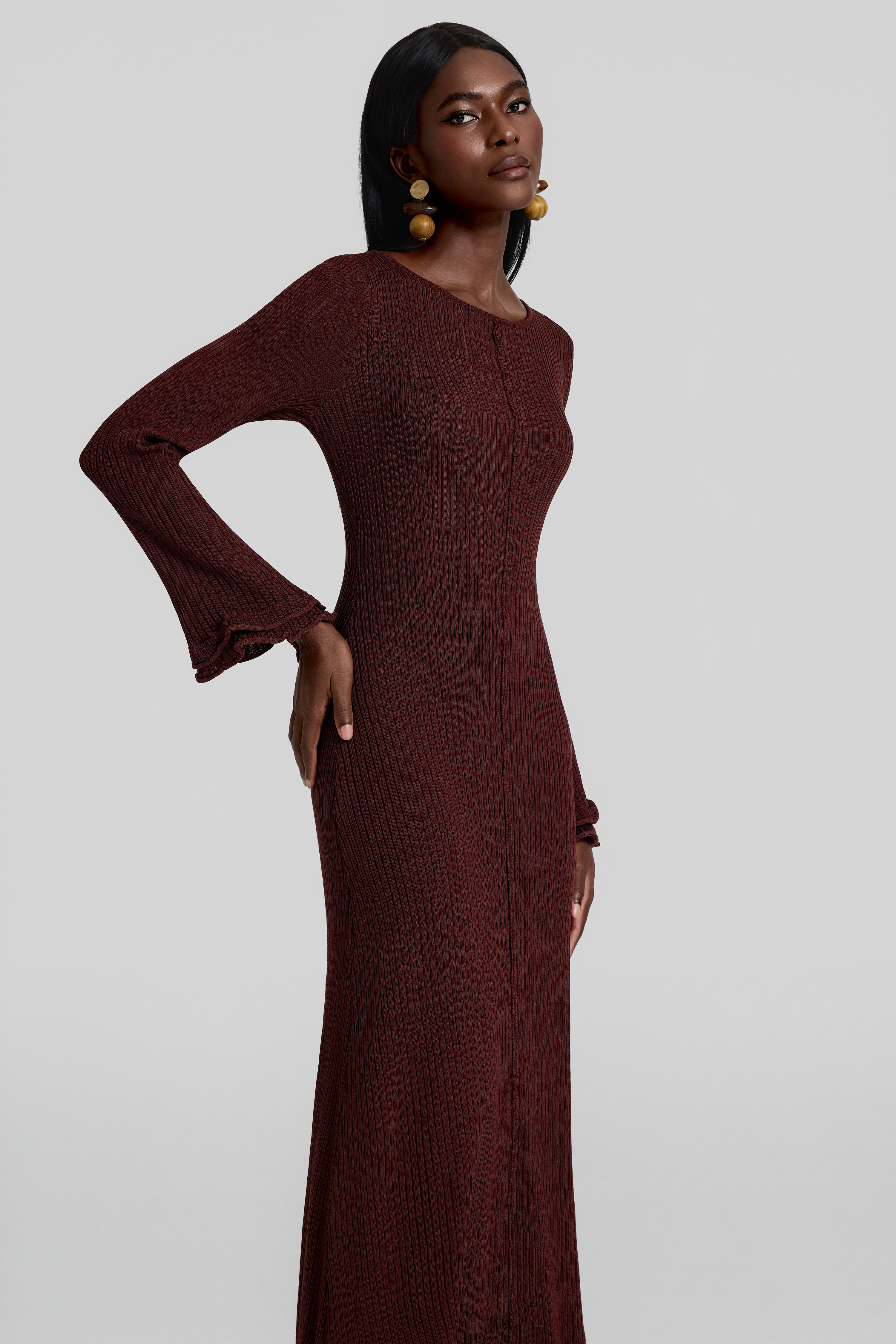 Frill Backless Lace-Up Maxi Dress