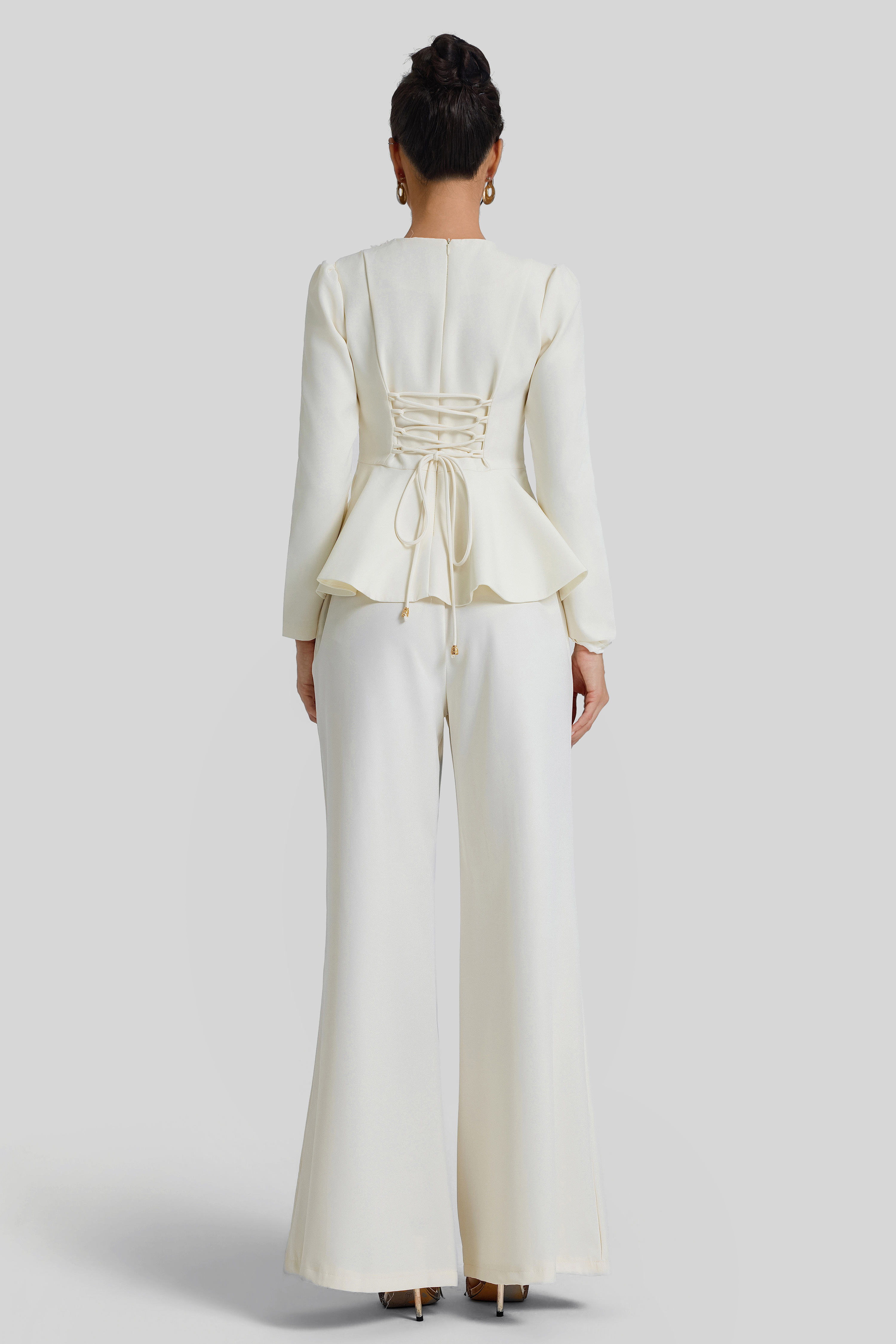 3D Flower Beaded Top & High Waist Pants Set