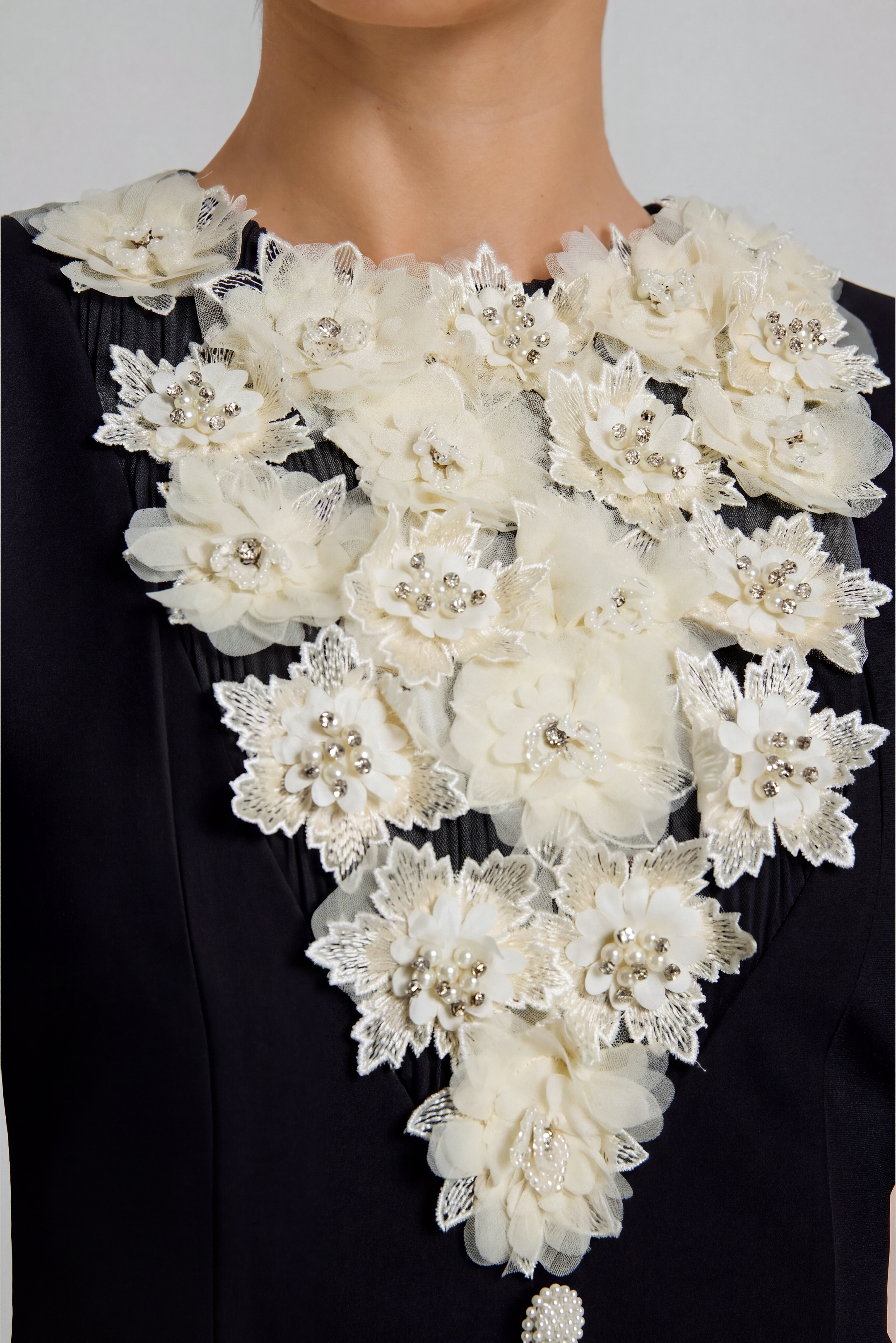 3D Flower Beaded Top & High Waist Pants Set