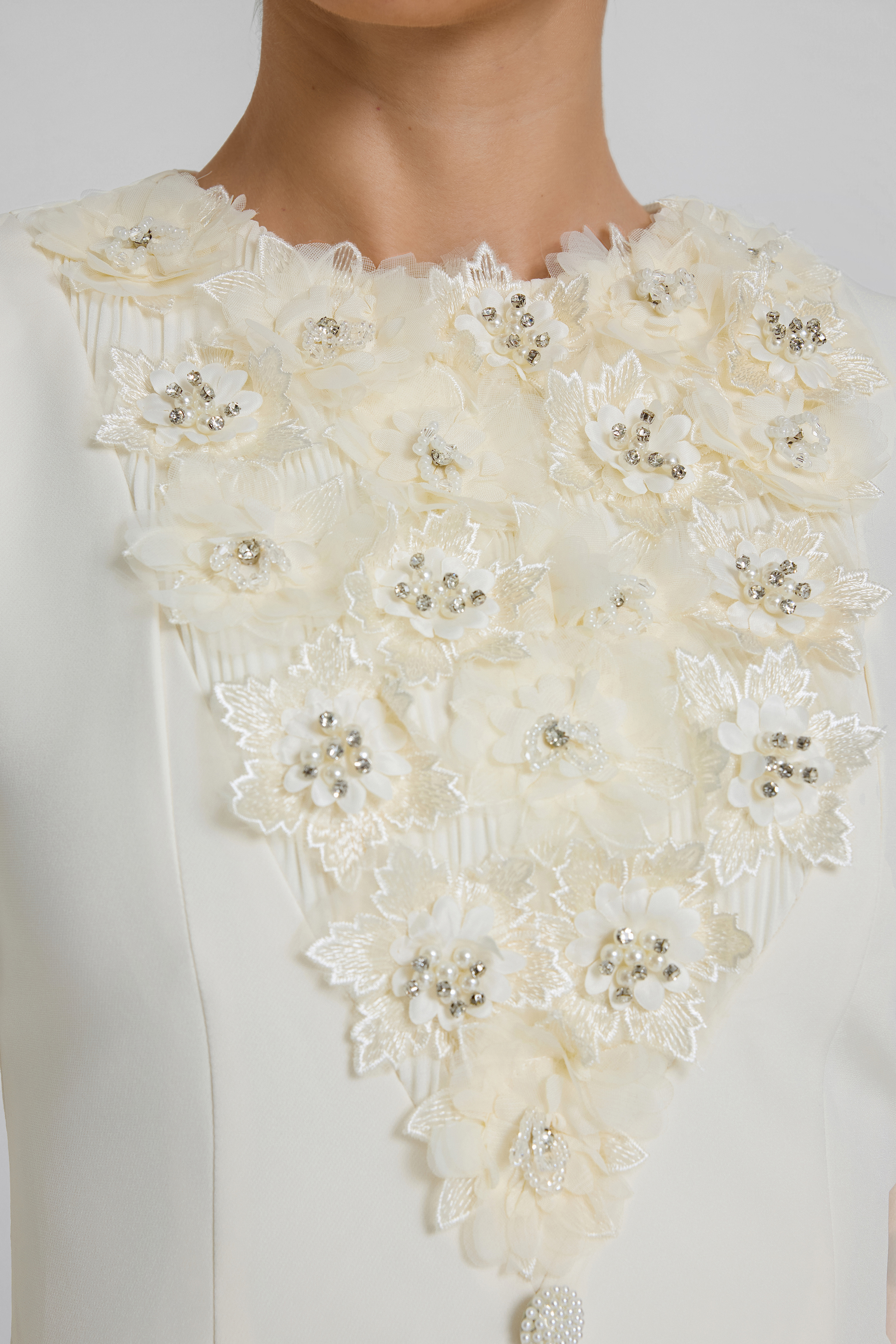 3D Flower Beaded Top & High Waist Pants Set
