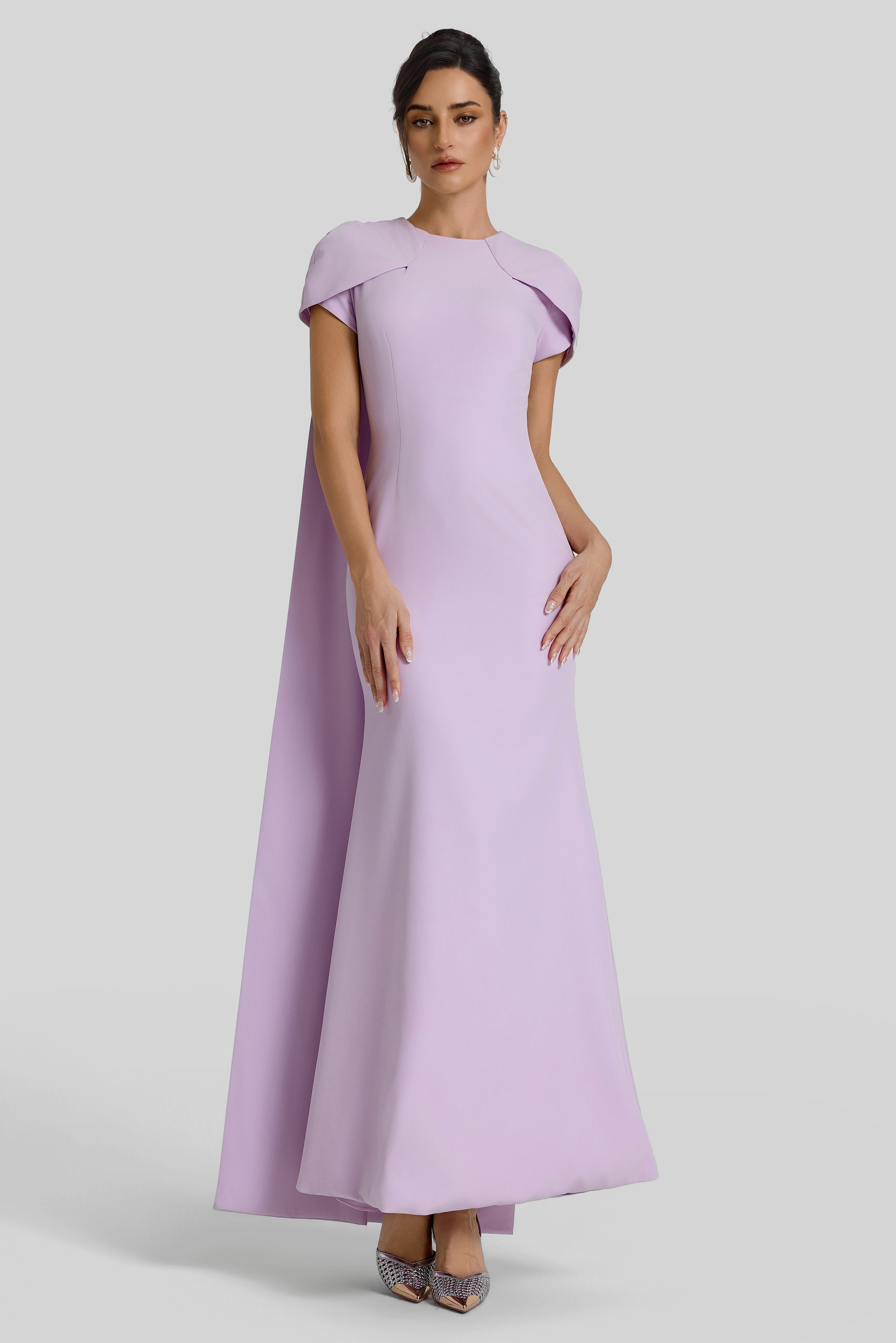 Capelet Sleeve Cape Gown Maxi Dress