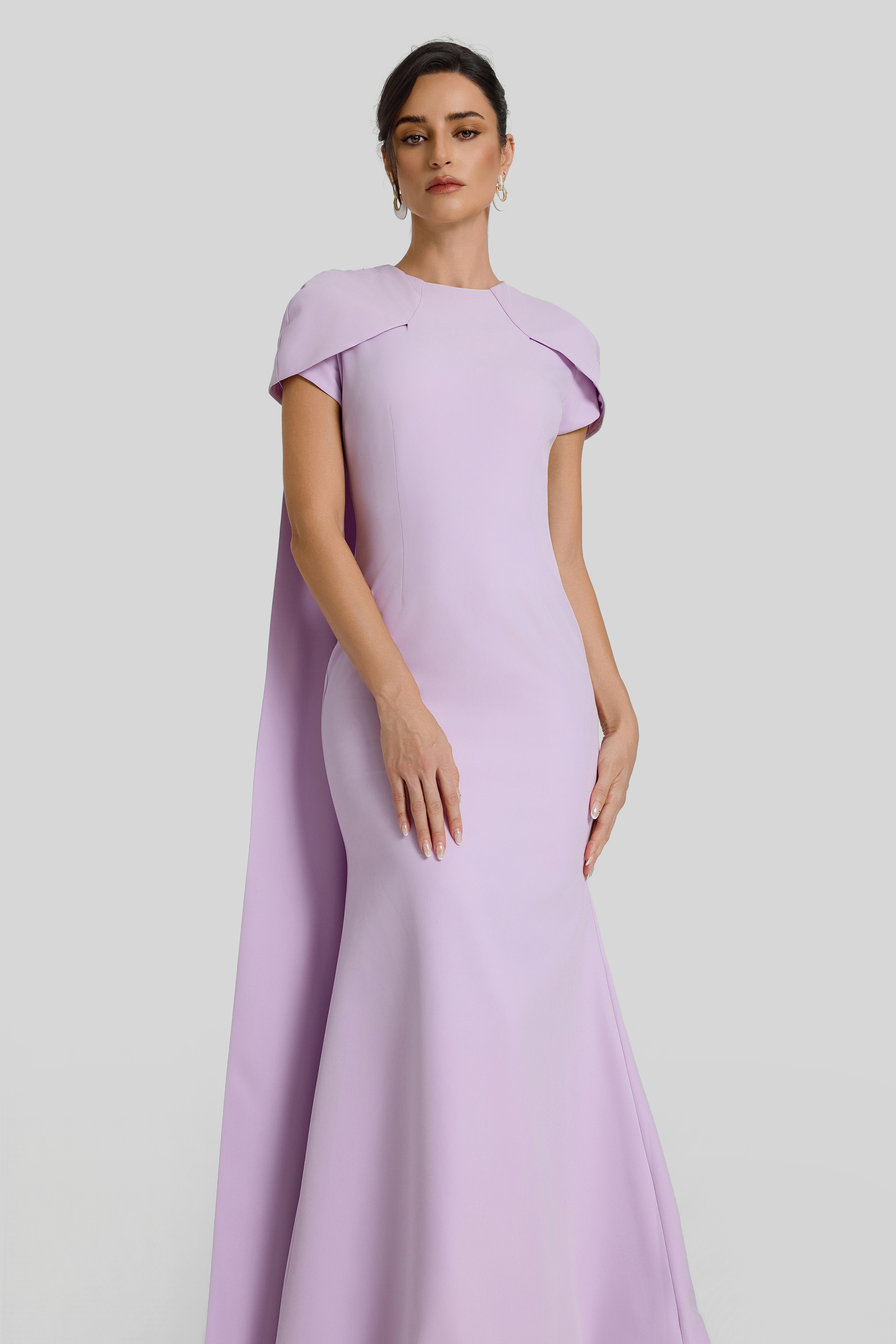Capelet Sleeve Cape Gown Maxi Dress