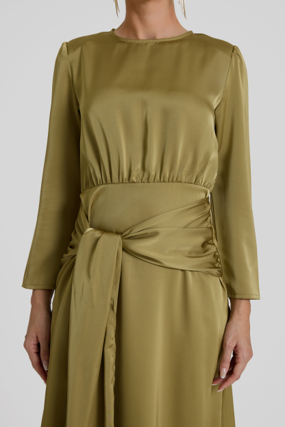 Satin Ruched Maxi Dress