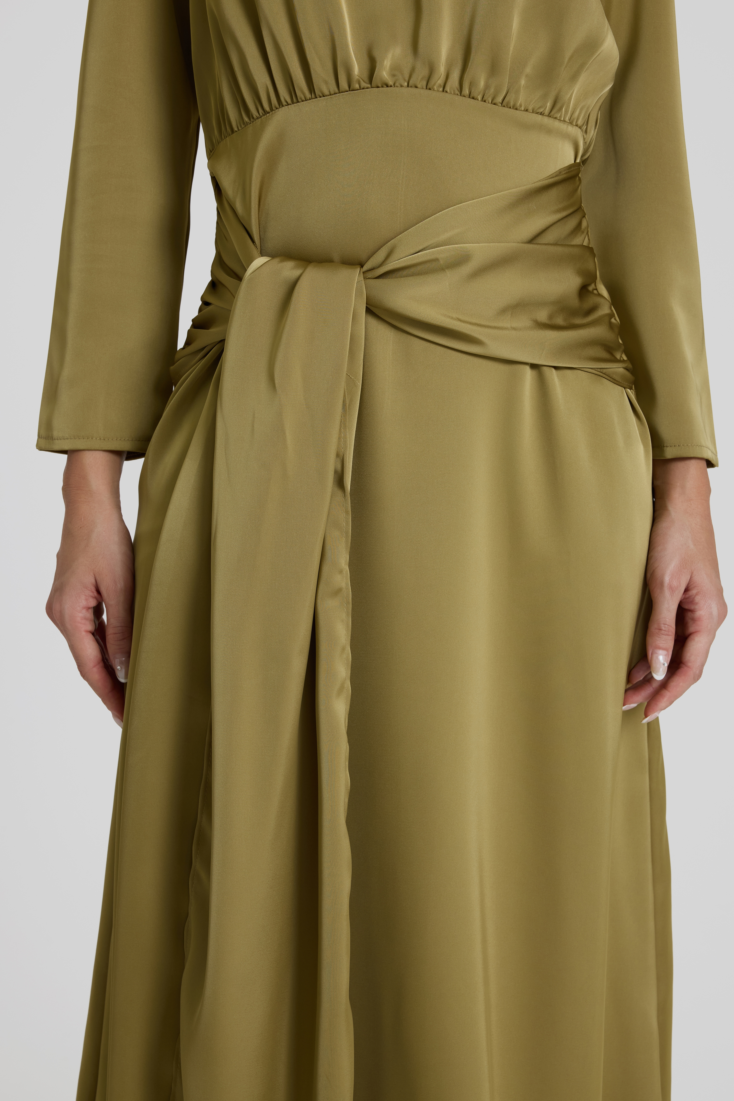 Satin Ruched Maxi Dress