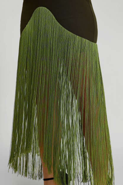 Solid Tassel Cut-Out Midi Dress