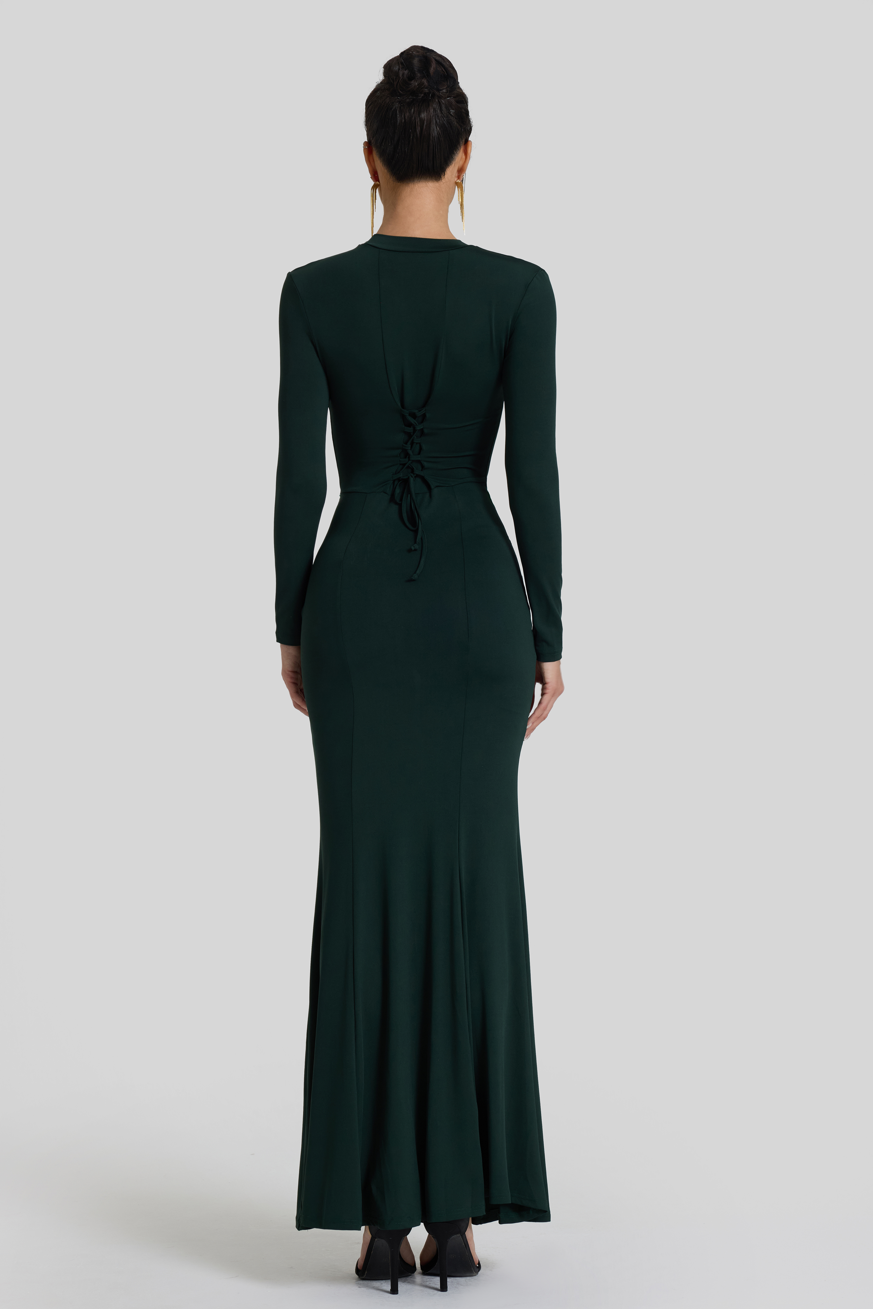 Solid Beaded Round Neck Maxi Dress