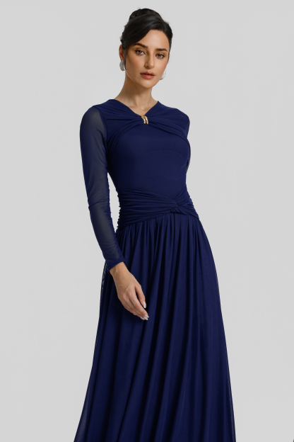 Solid Gathering Knotted Midi Dress