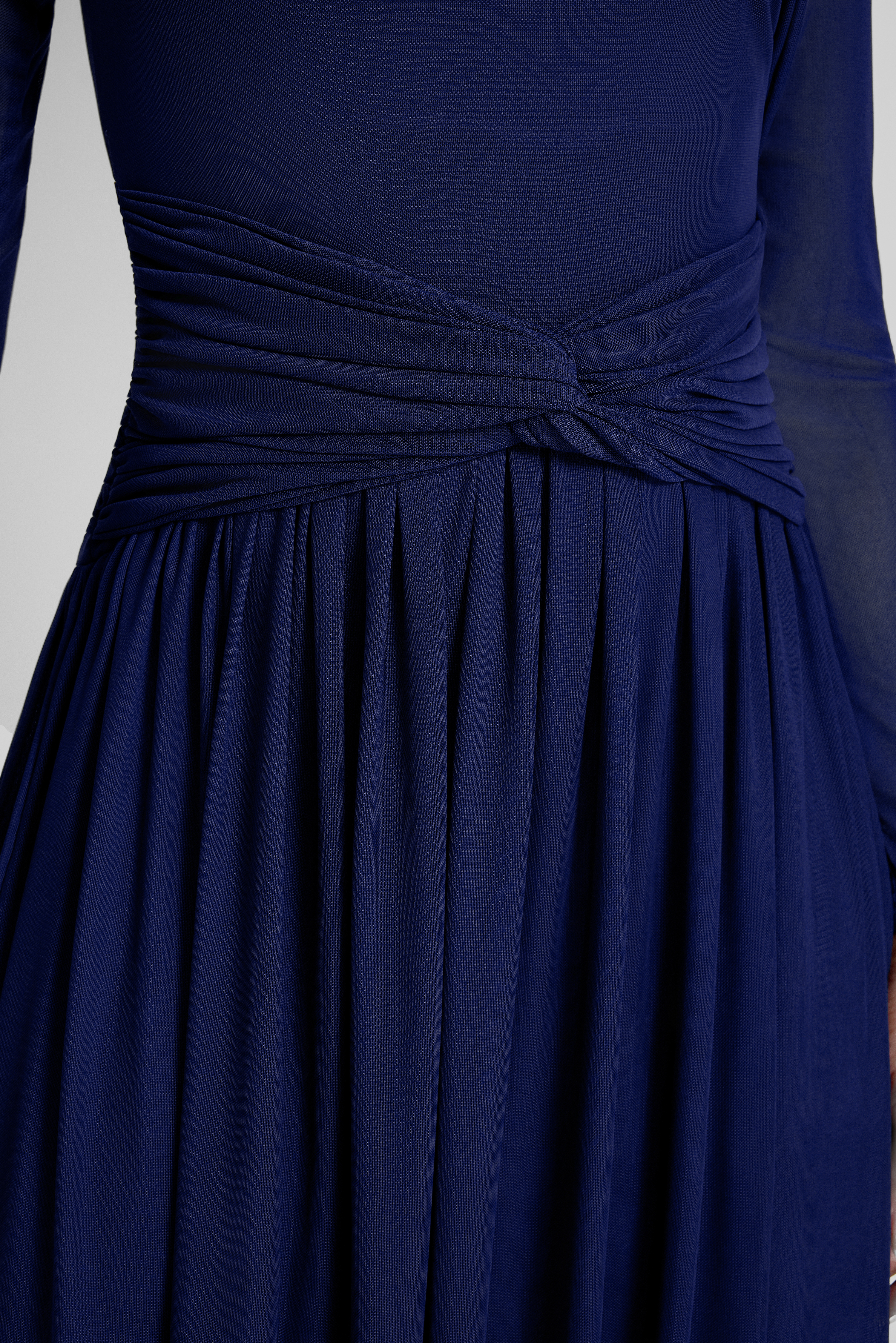 Solid Gathering Knotted Midi Dress