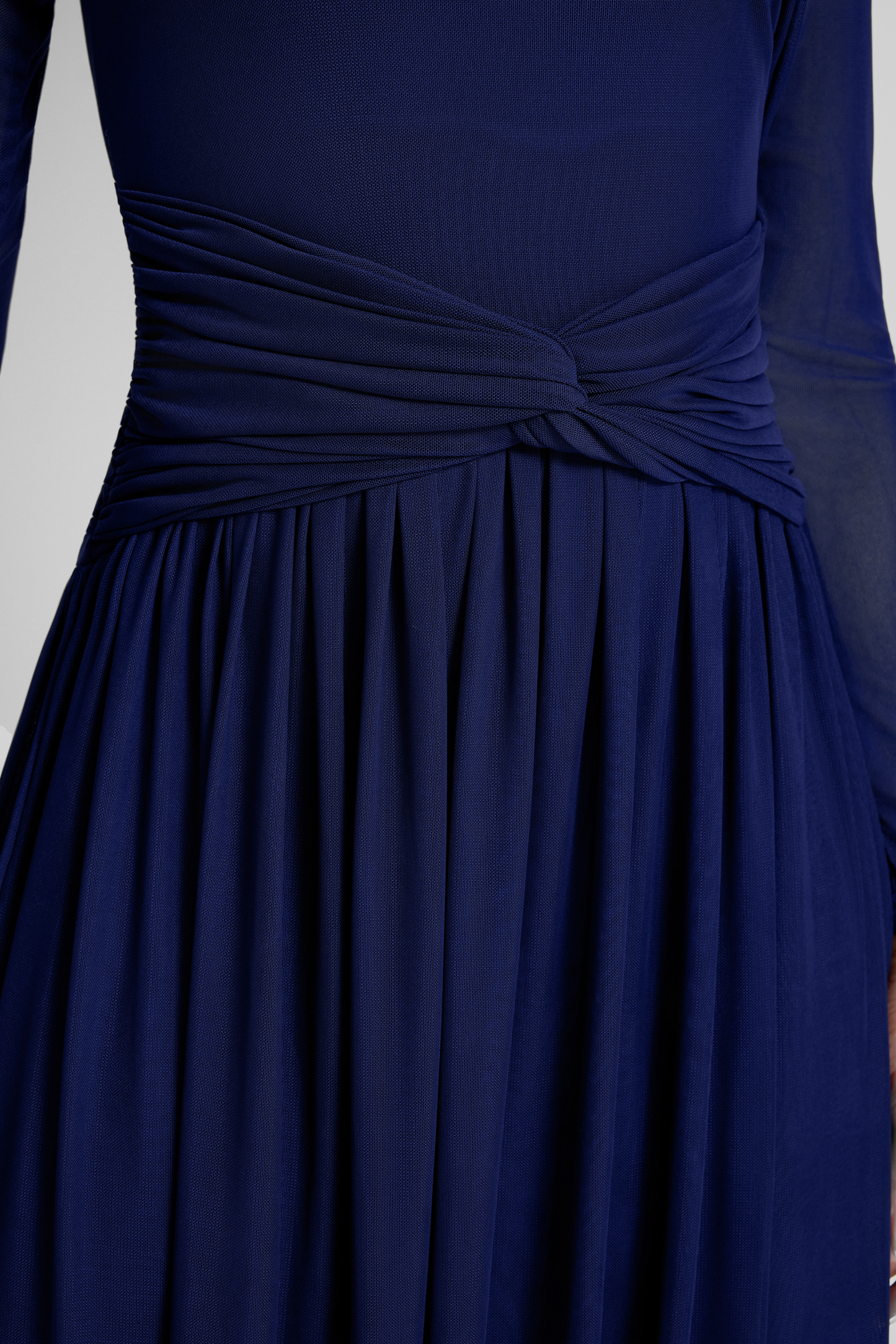 Solid Gathering Knotted Midi Dress