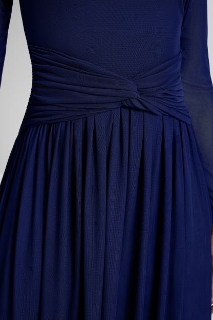 Solid Gathering Knotted Midi Dress