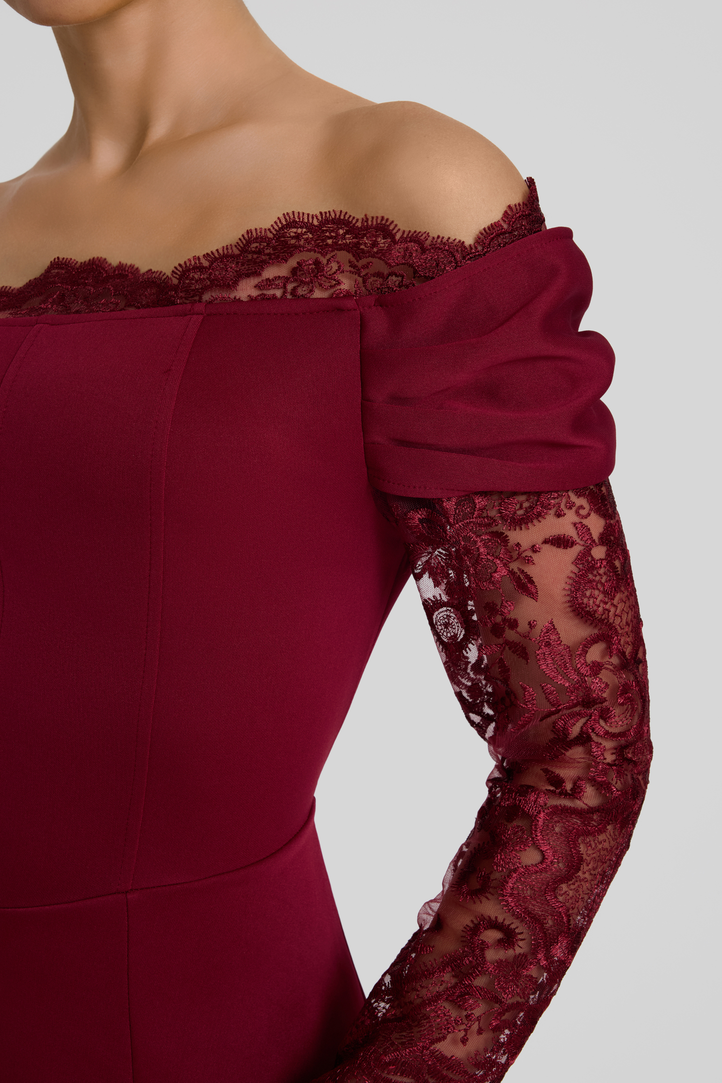 Off Shoulder Lace Splicing Maxi Dress