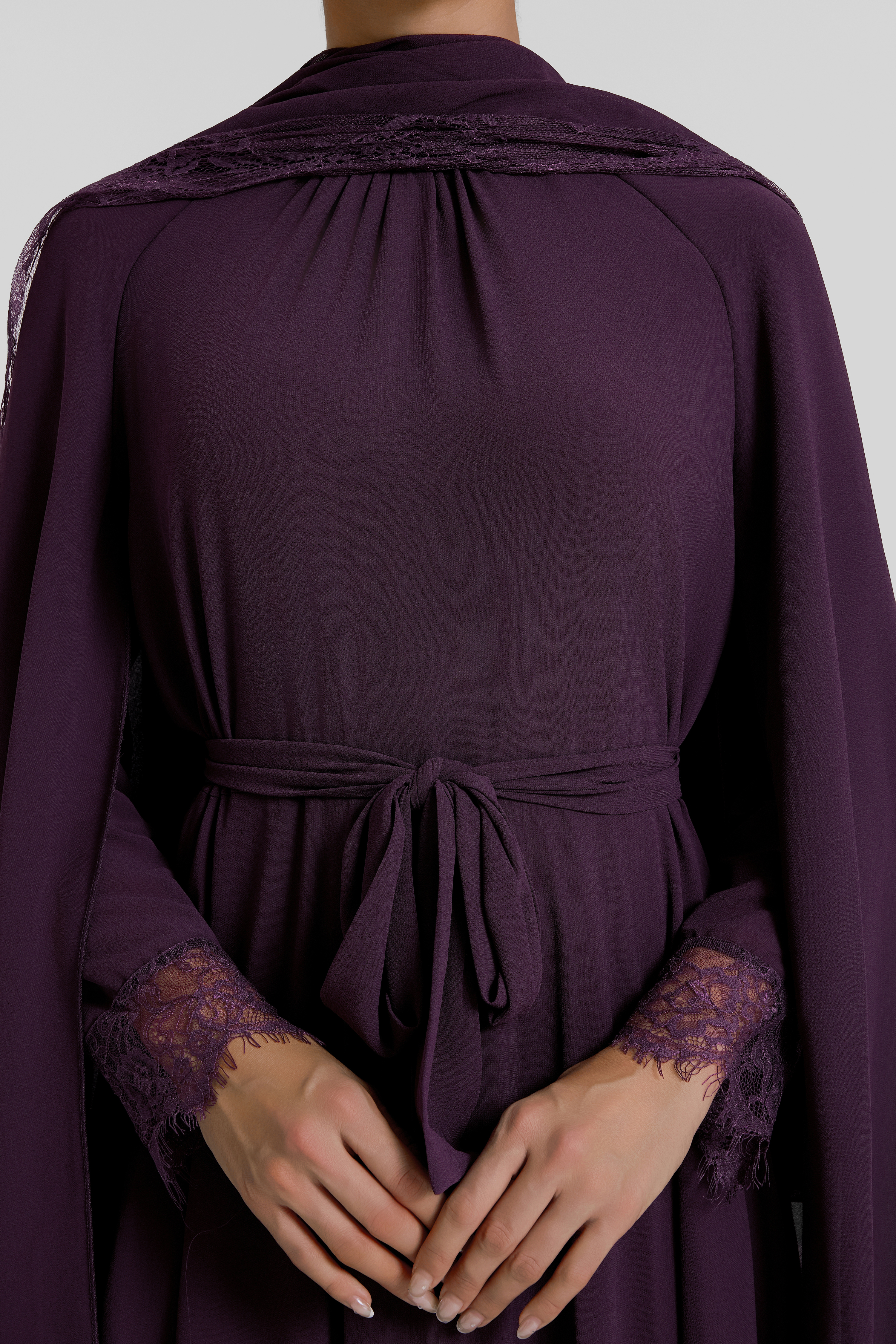 Lace Splicing Cape Sleeve Maxi Dress