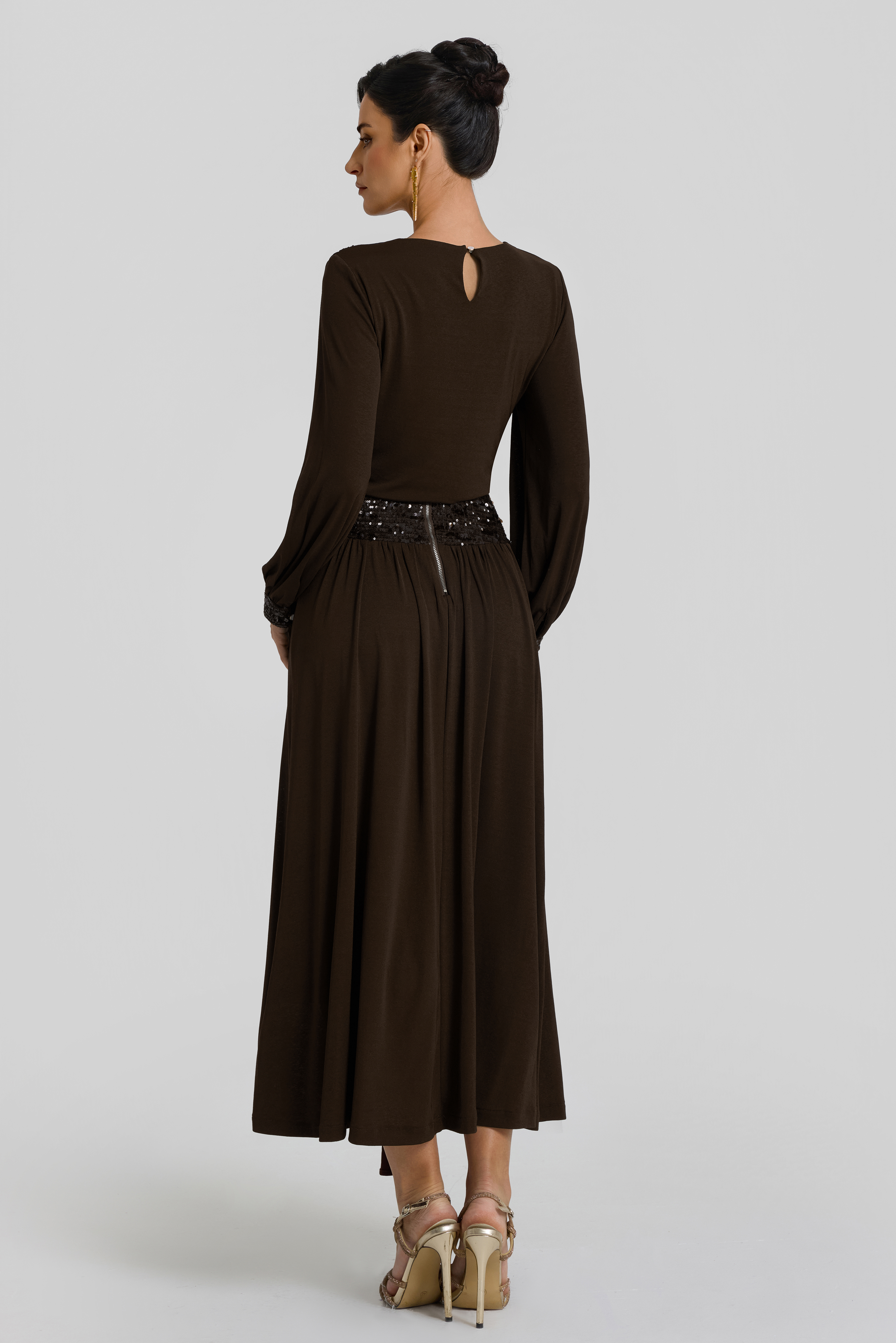 Gathering Glitter Top & Mid Waist Midi Skirt Set