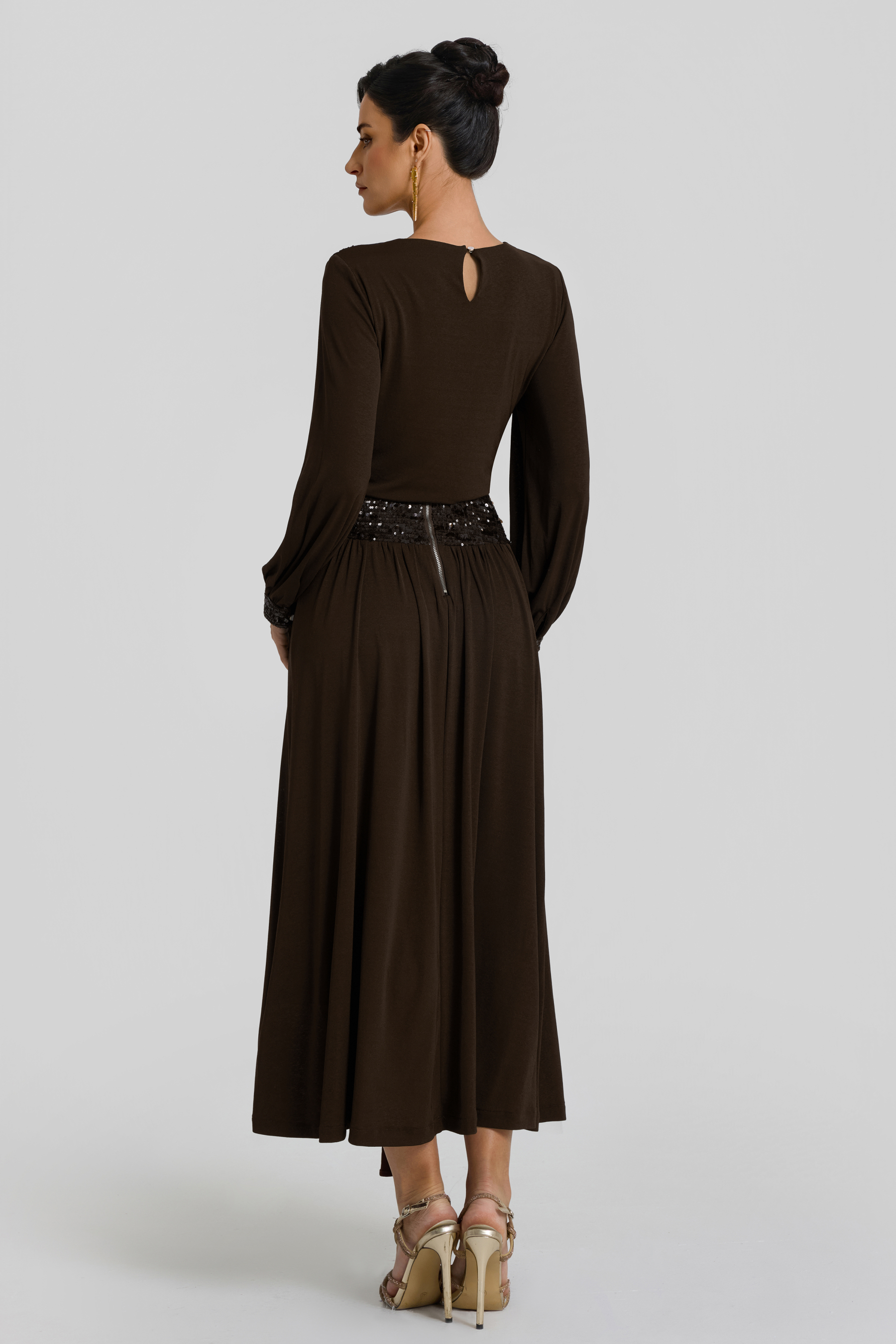 Gathering Glitter Top & Mid Waist Midi Skirt Set