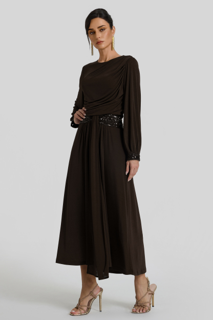 Gathering Glitter Top & Mid Waist Midi Skirt Set