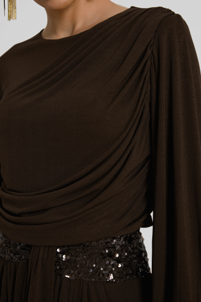 Gathering Glitter Top & Mid Waist Midi Skirt Set