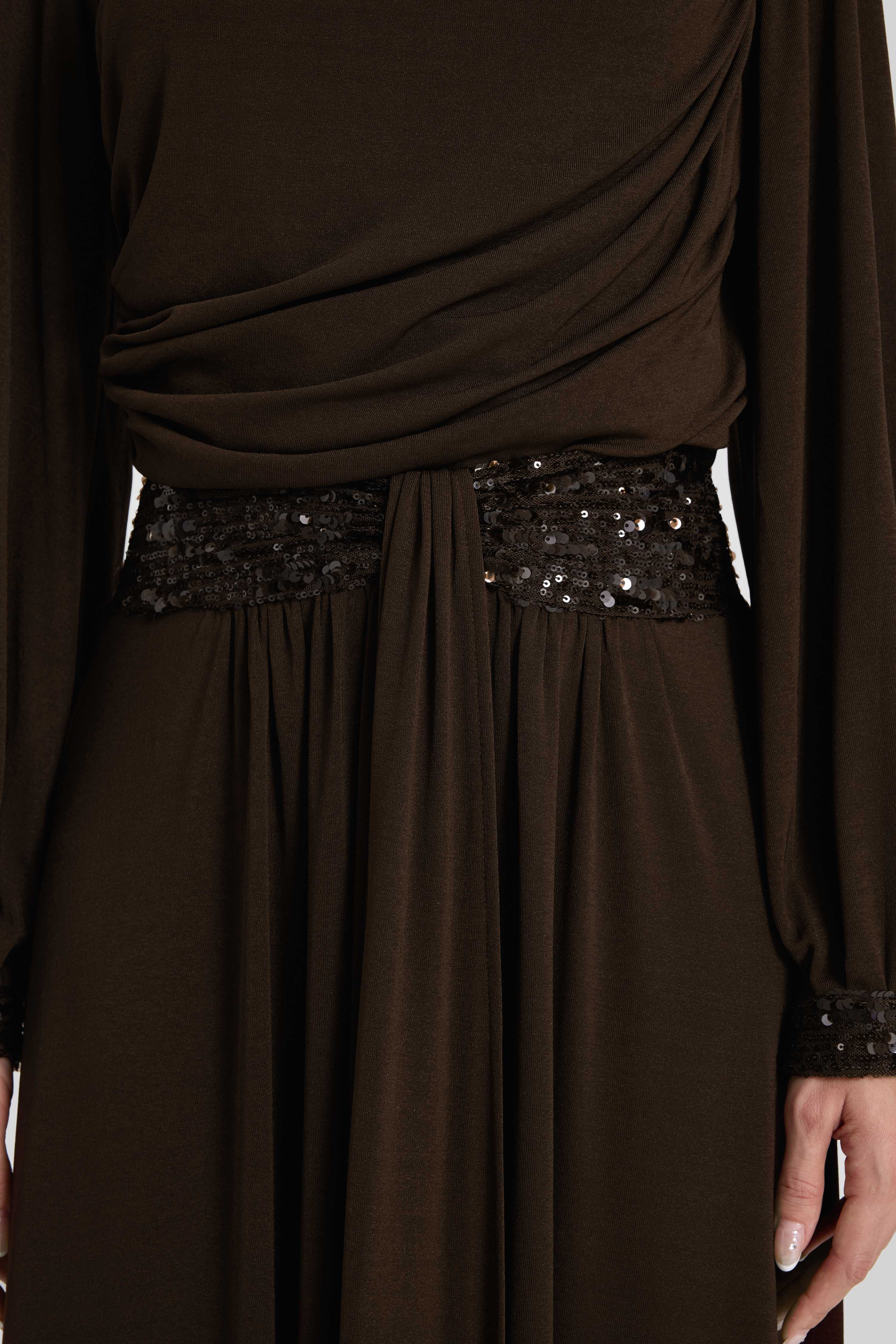 Gathering Glitter Top & Mid Waist Midi Skirt Set