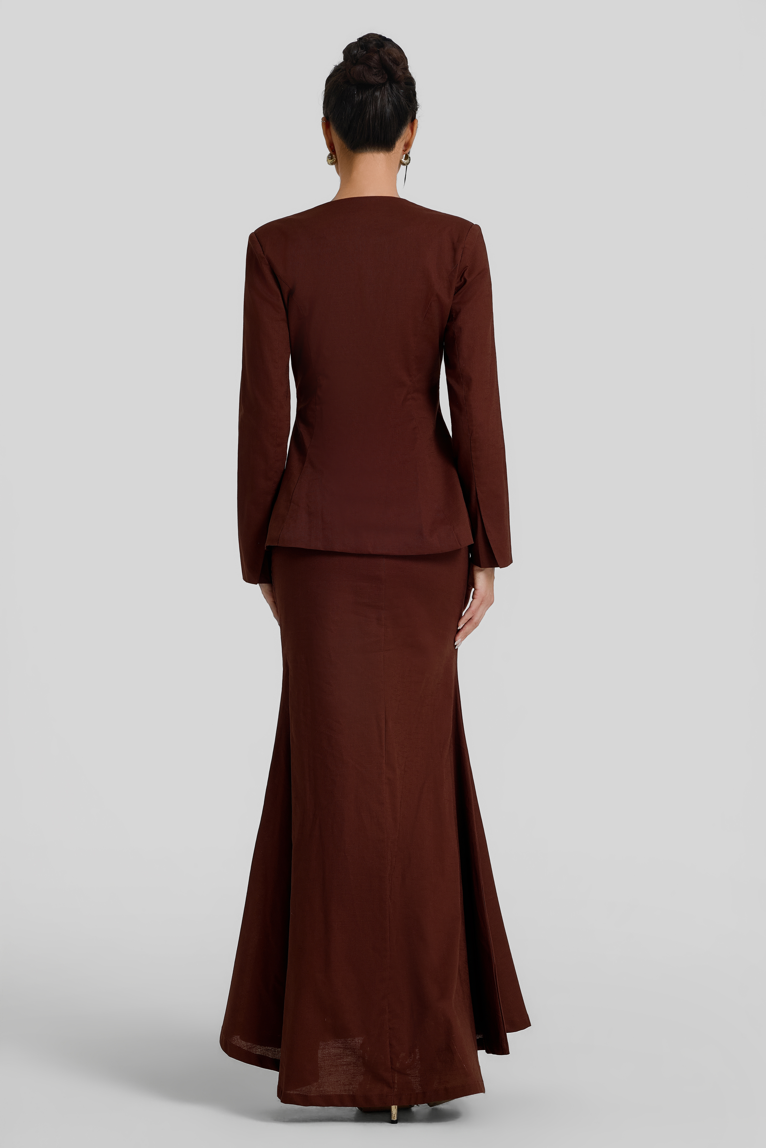 Pleated Long Sleeve Top & High Waist Maxi Skirt Set